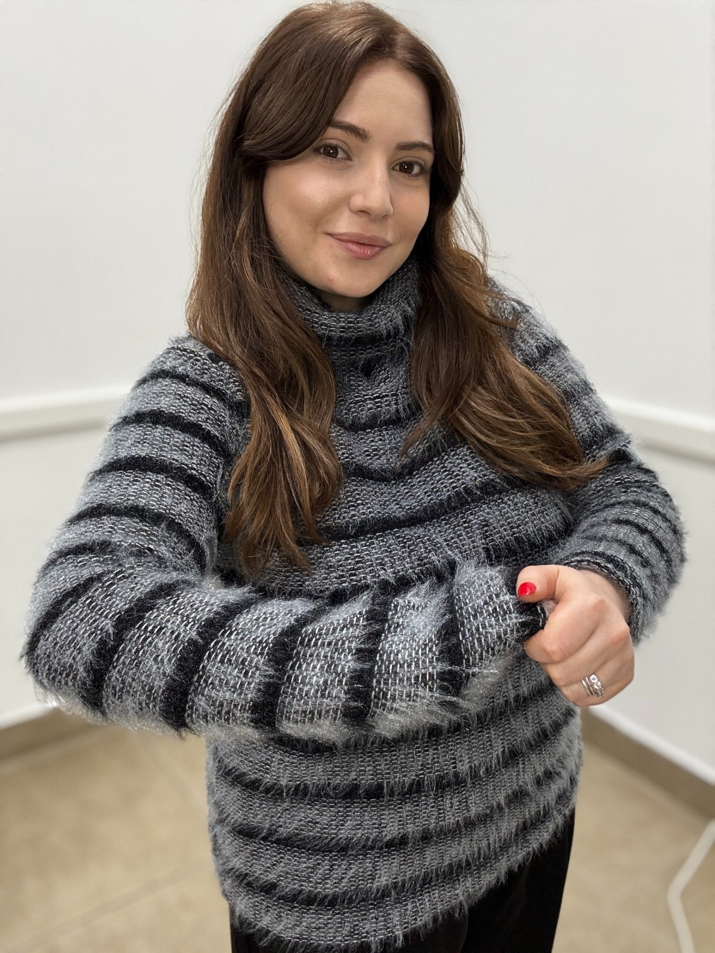 Dolcevita peluche righe