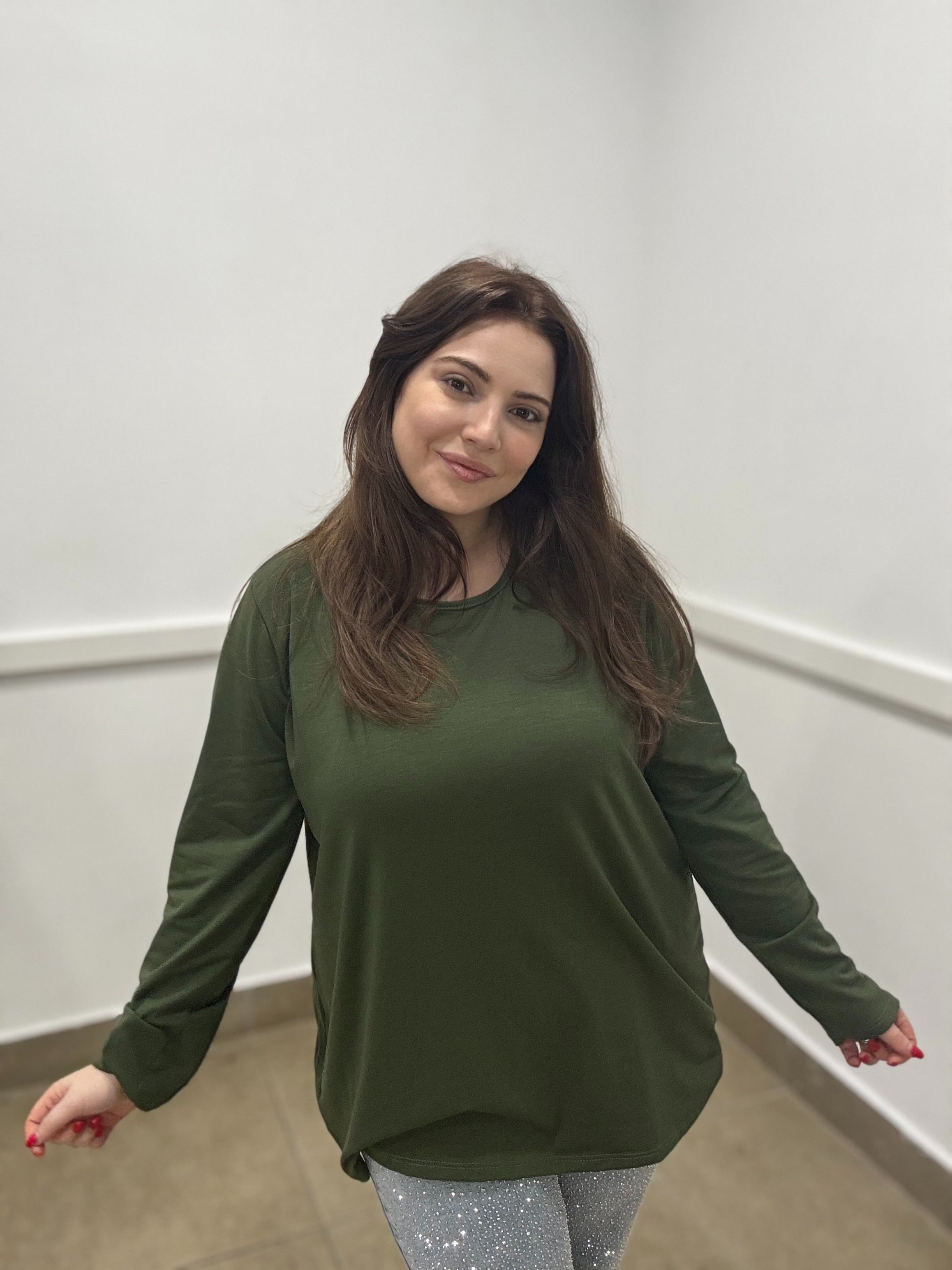 Blusa girocollo felpata