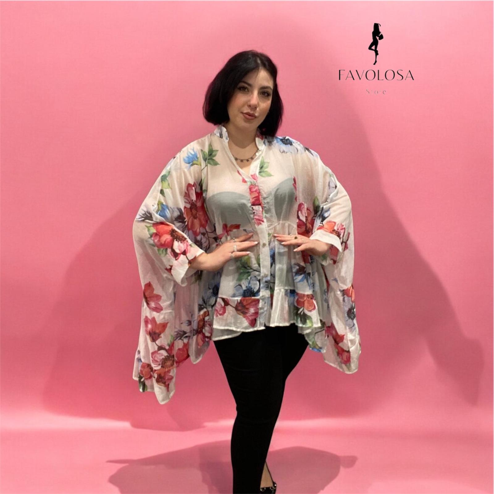 Maxi camicia tencel fiorata
