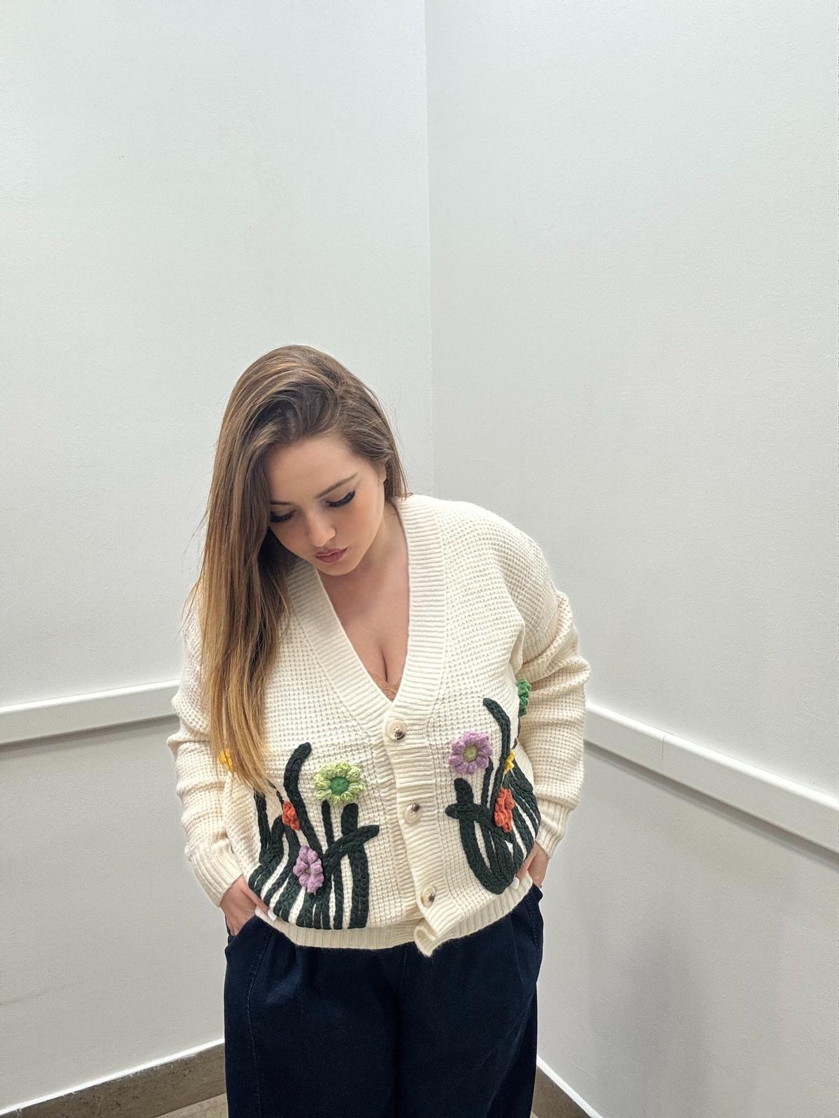 Cardigan modal fiori 3D