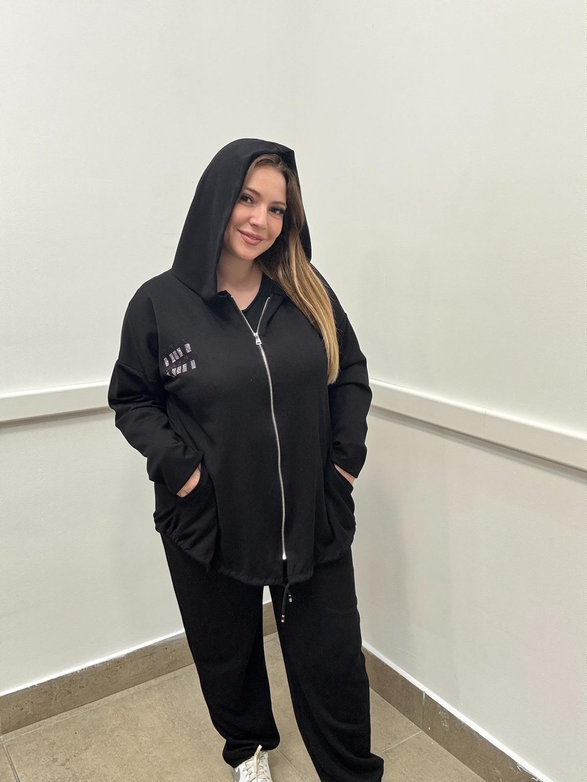 Tuta zip stile miu con cappuccio