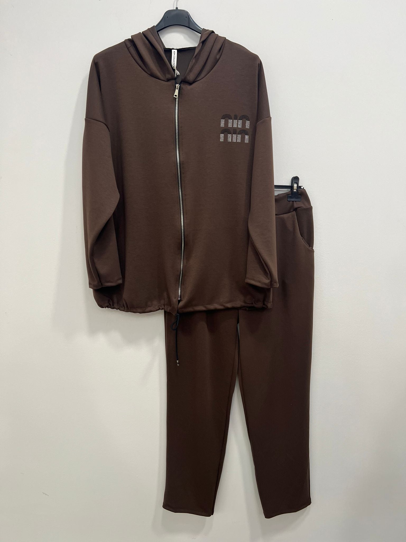 Tuta zip stile miu con cappuccio