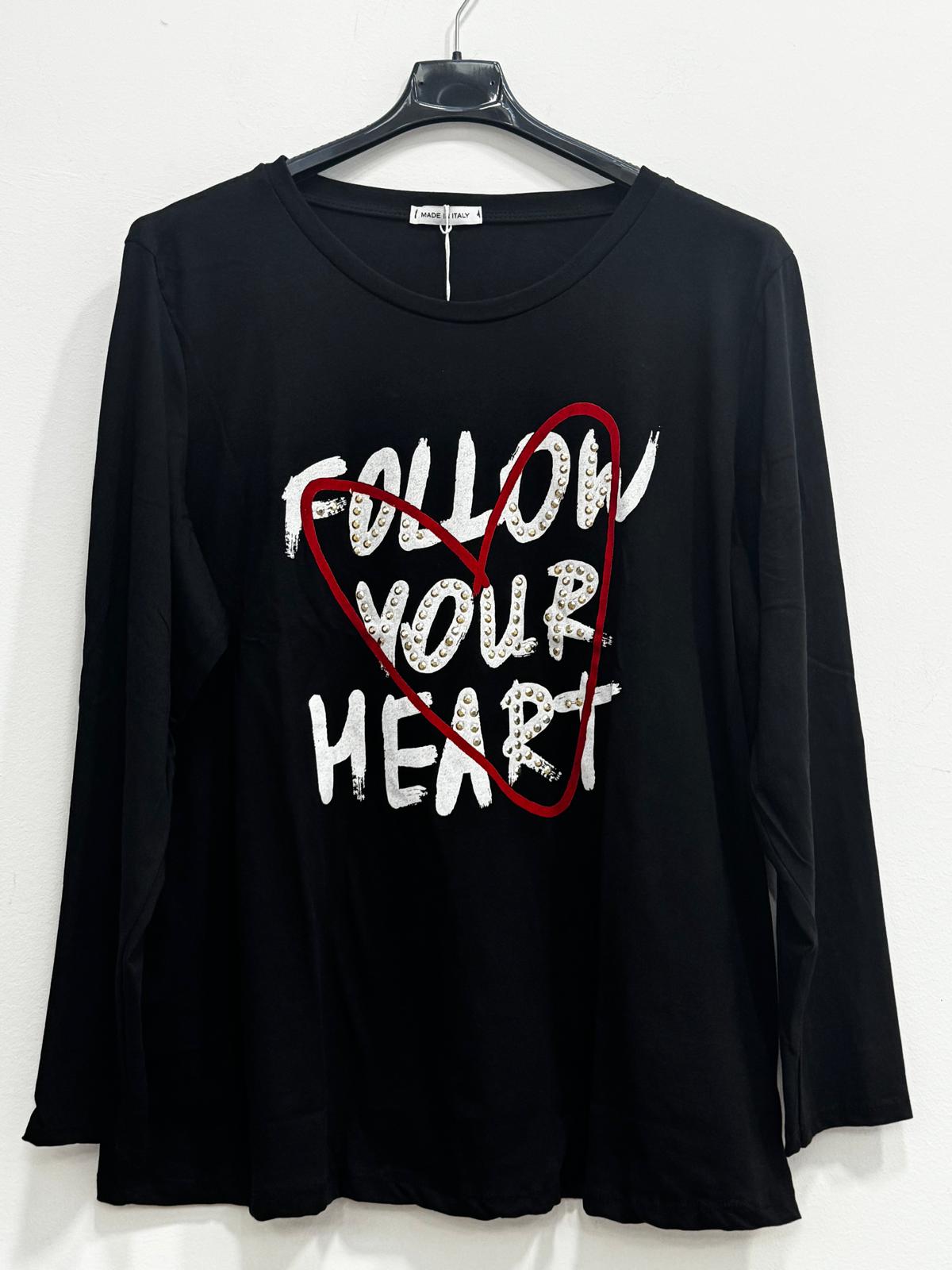 Blusa girocollo segui il tuo cuore