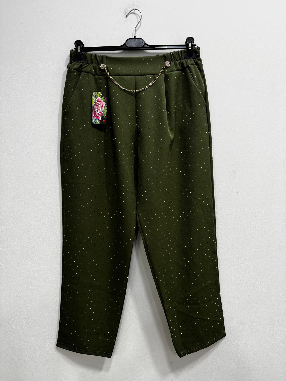 Pantalone strass dettaglio catenella