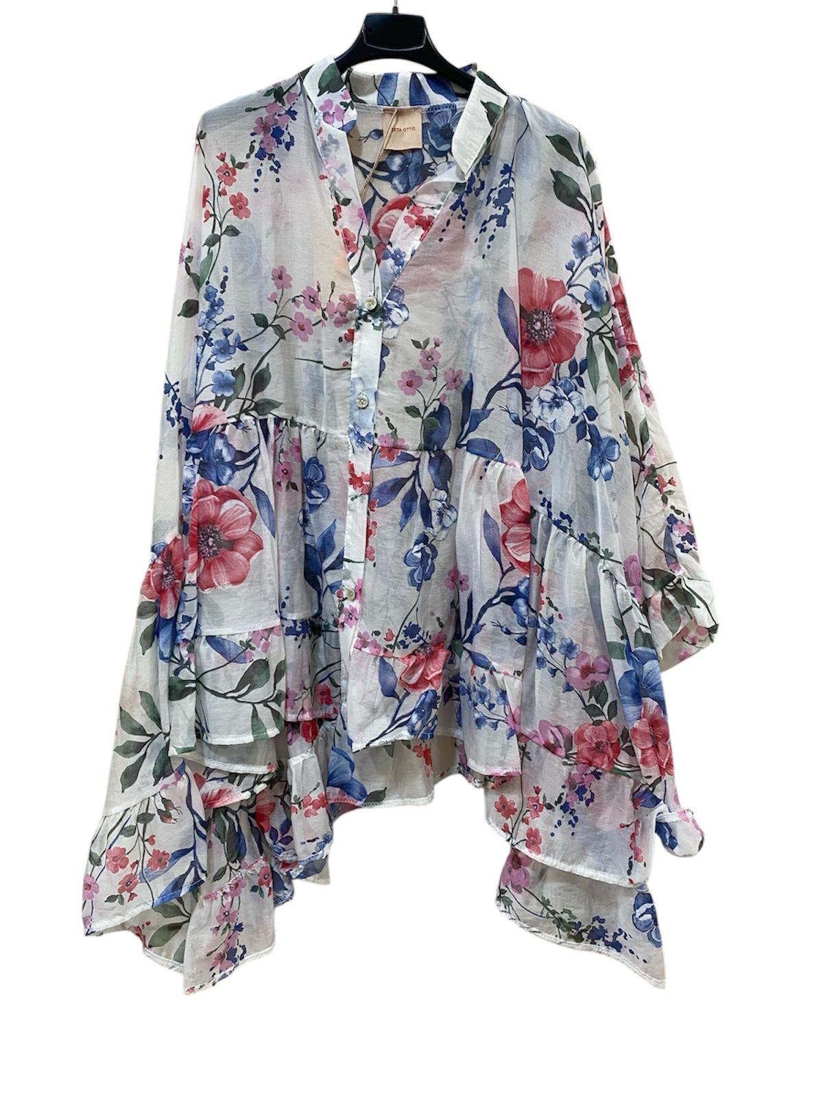 Maxi camicia tencel fiorata