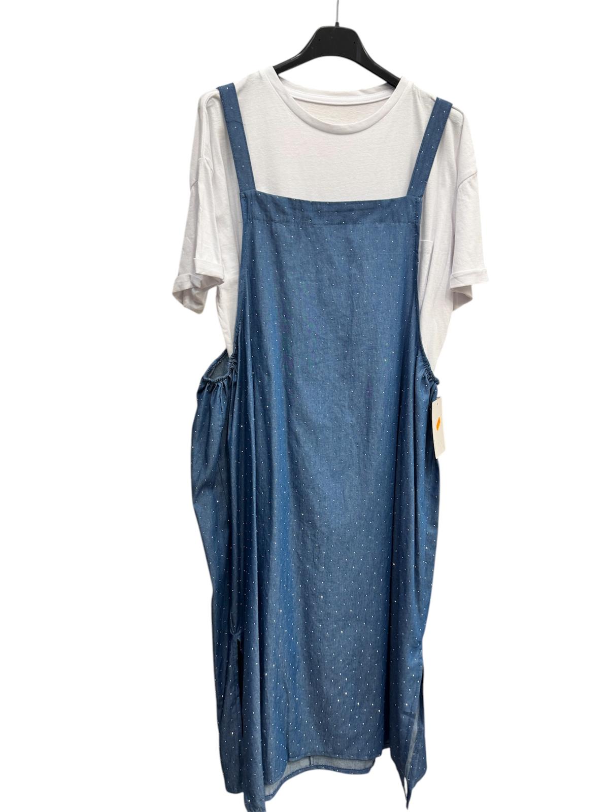 Salopette abito denim brillocco