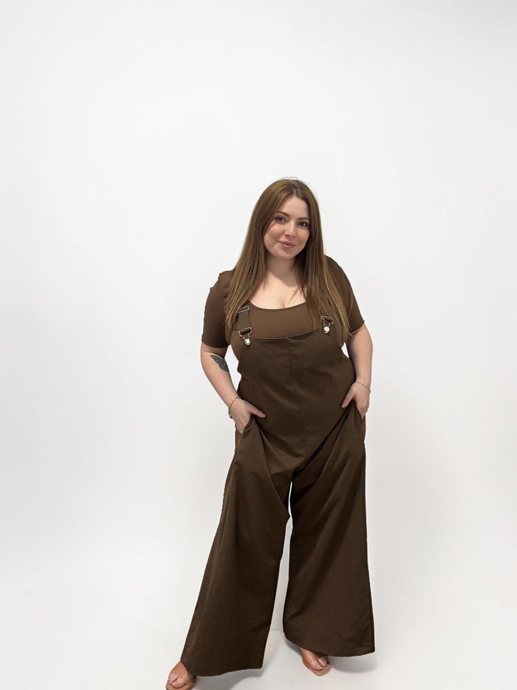 Salopette Jumpsuit Wide Leg con Scollo a Cuore