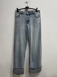 Jeans chiari piega strass