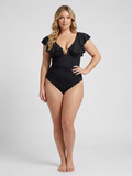 Costume Intero Modellante "Starfish" Nero con Rouches