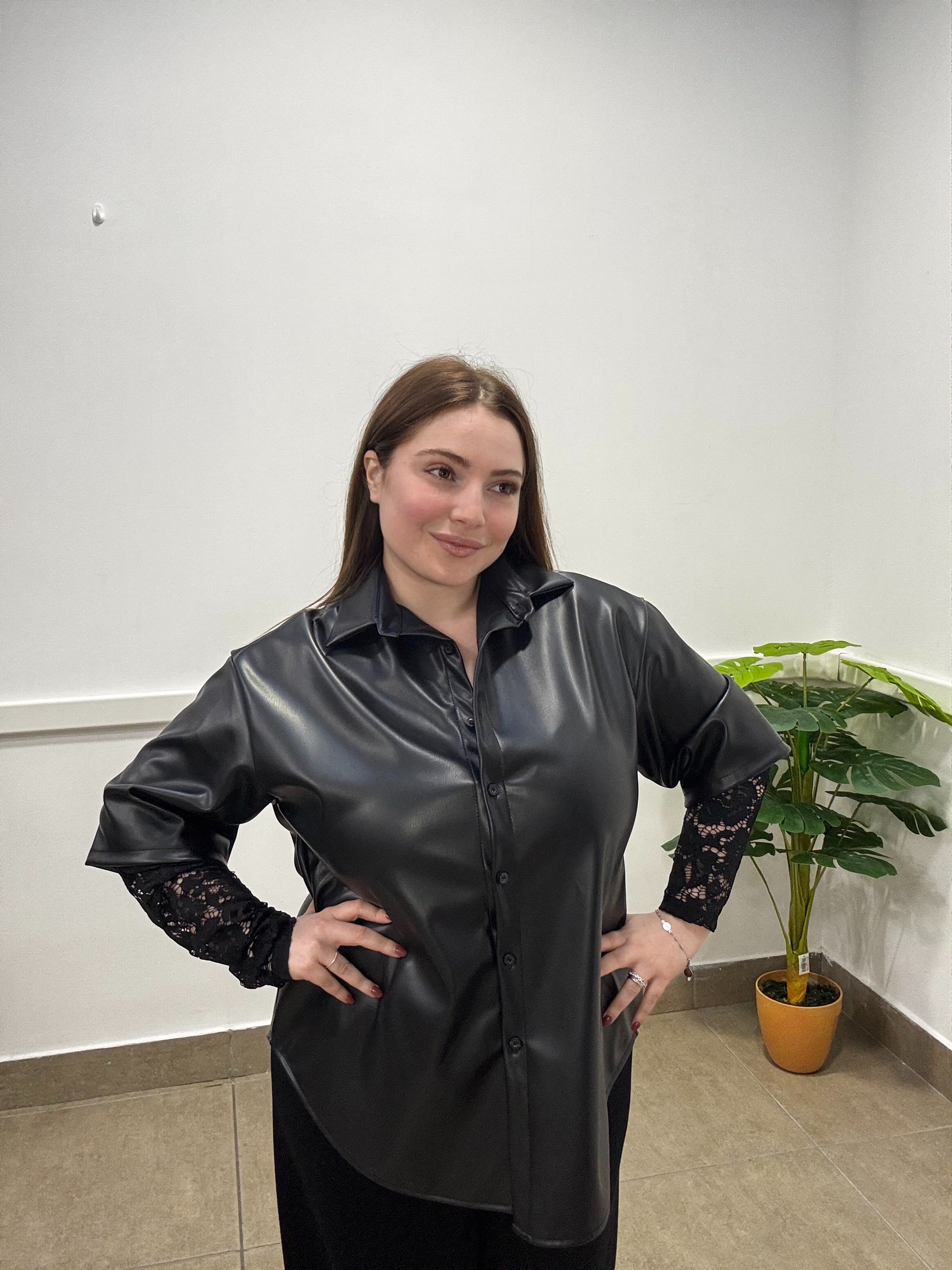 Camicia felpata pizzo