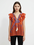 Blusa Tropical "Palms & Rouches" con Nappe