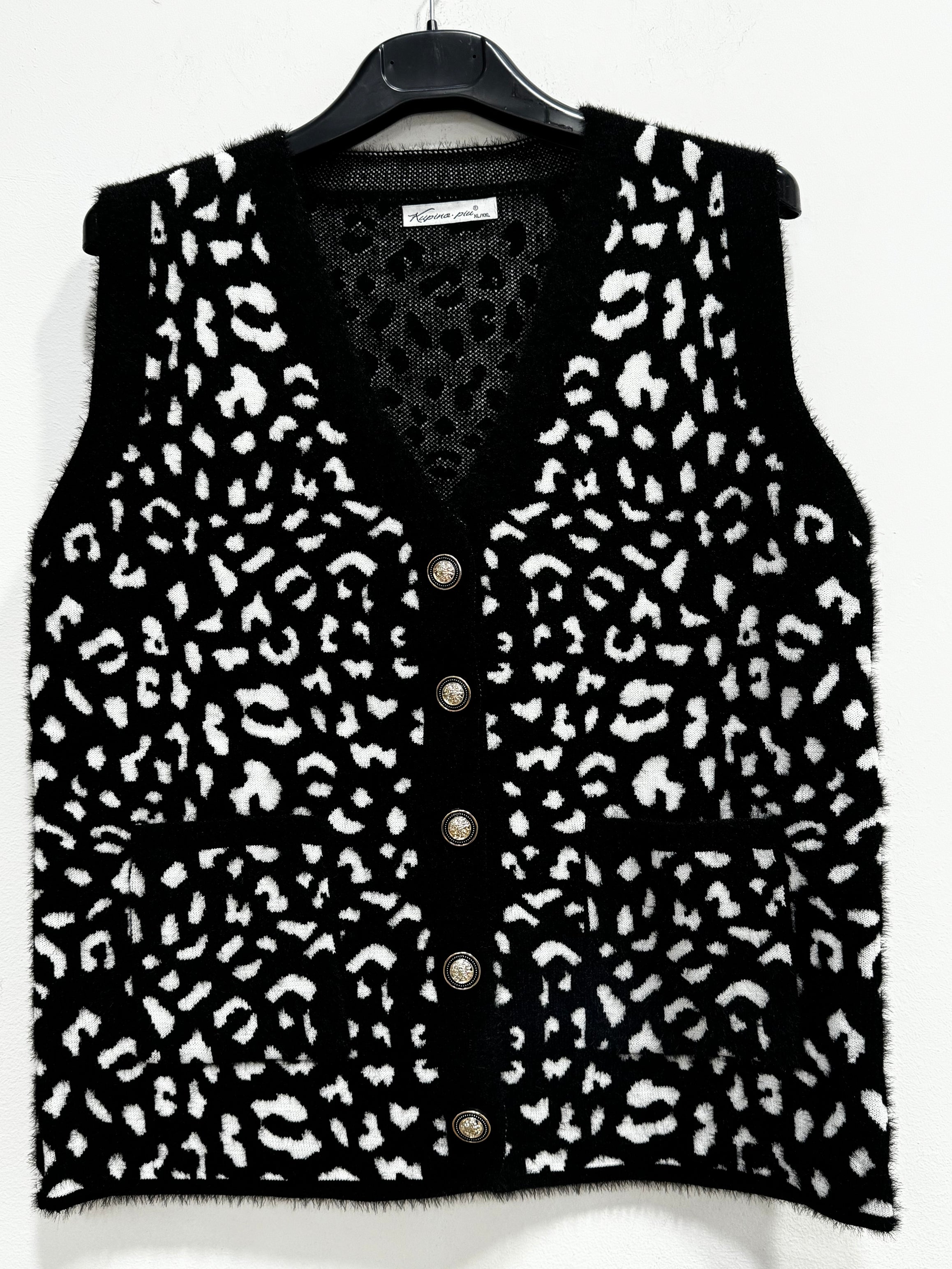 Gilet peluche maculato