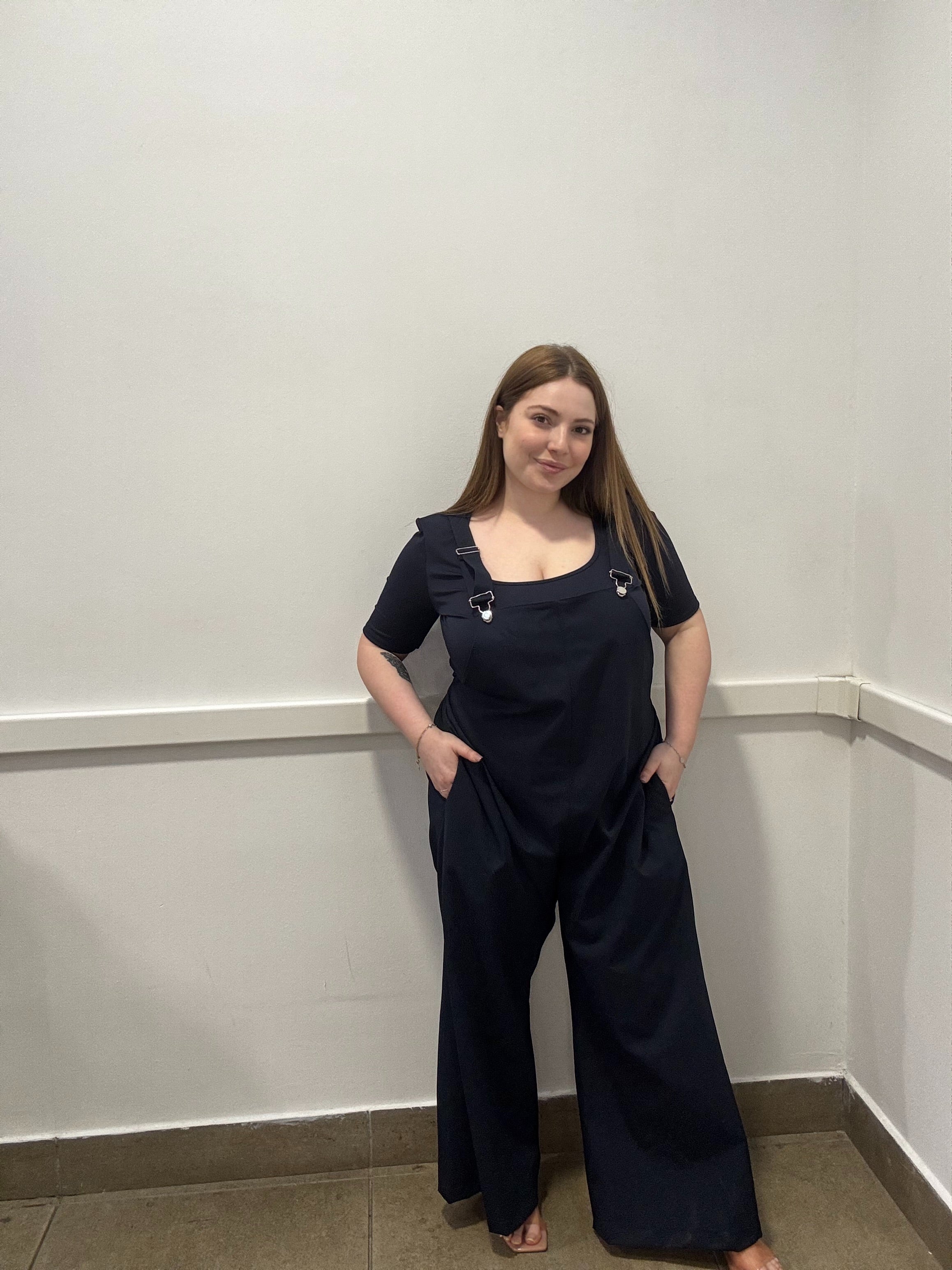 Salopette Jumpsuit Wide Leg con Scollo a Cuore