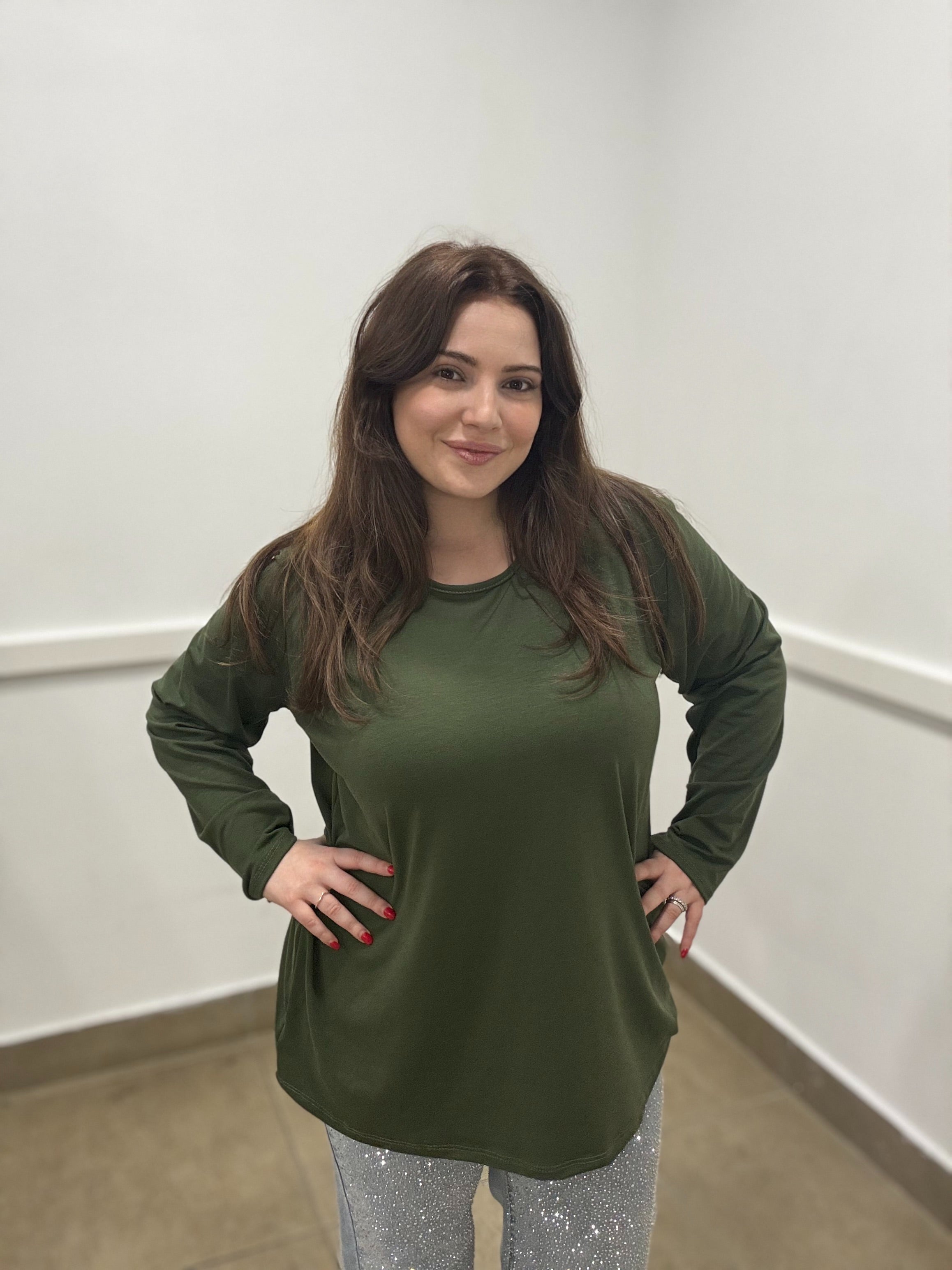 Blusa girocollo felpata