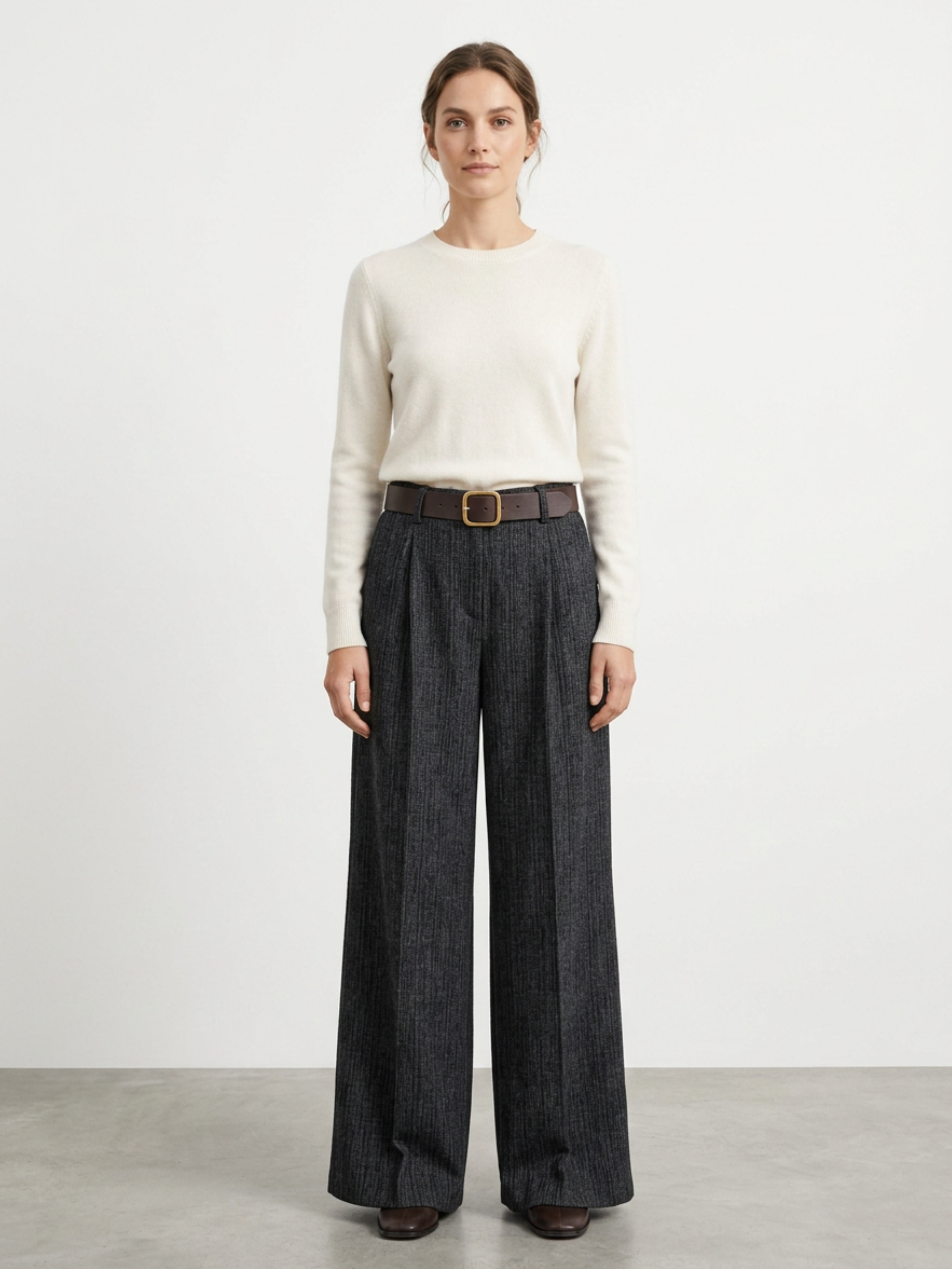 Pantalone Sartoriale a Gamba Larga con Cintura