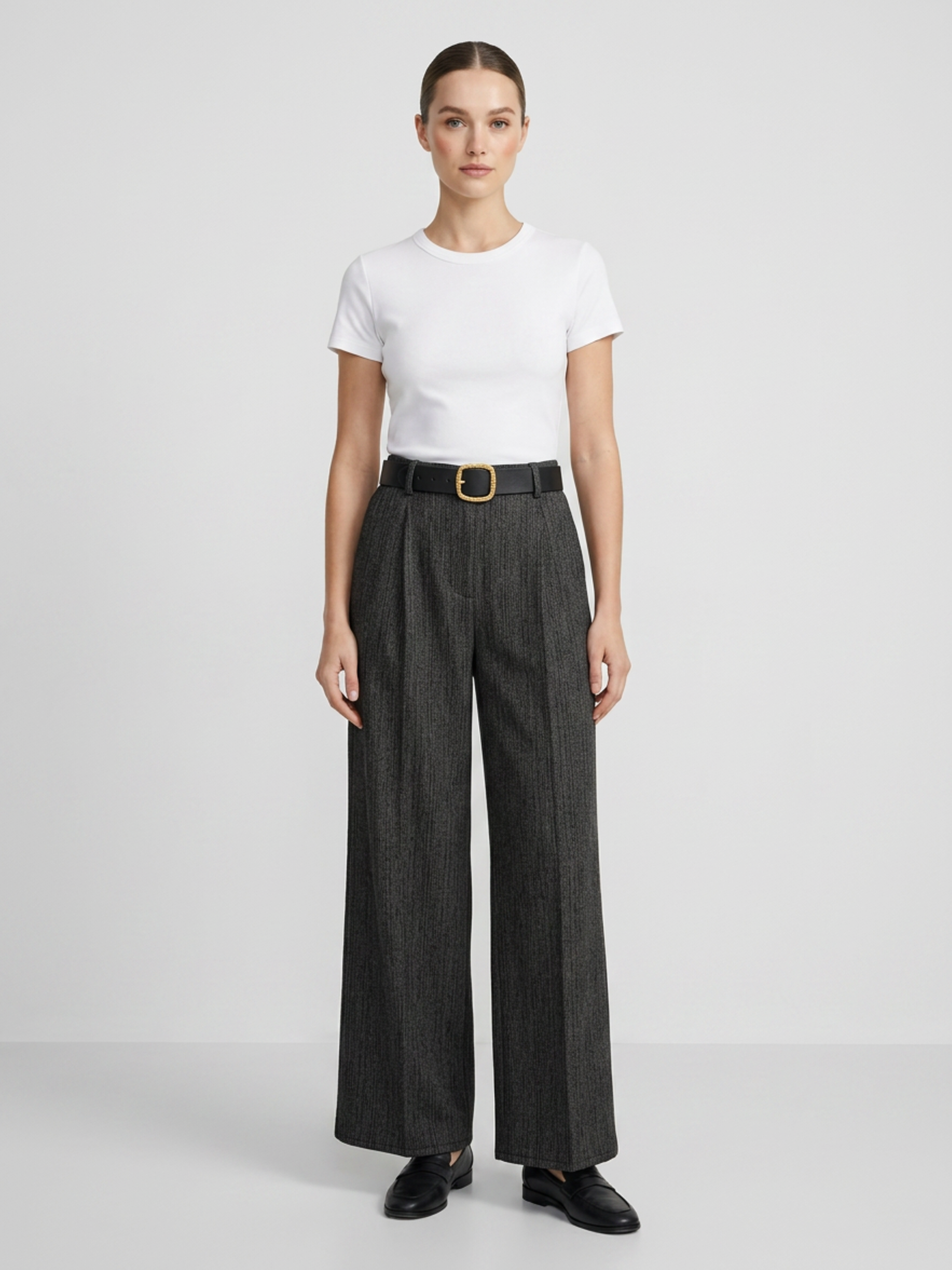 Pantalone Sartoriale a Gamba Larga con Cintura