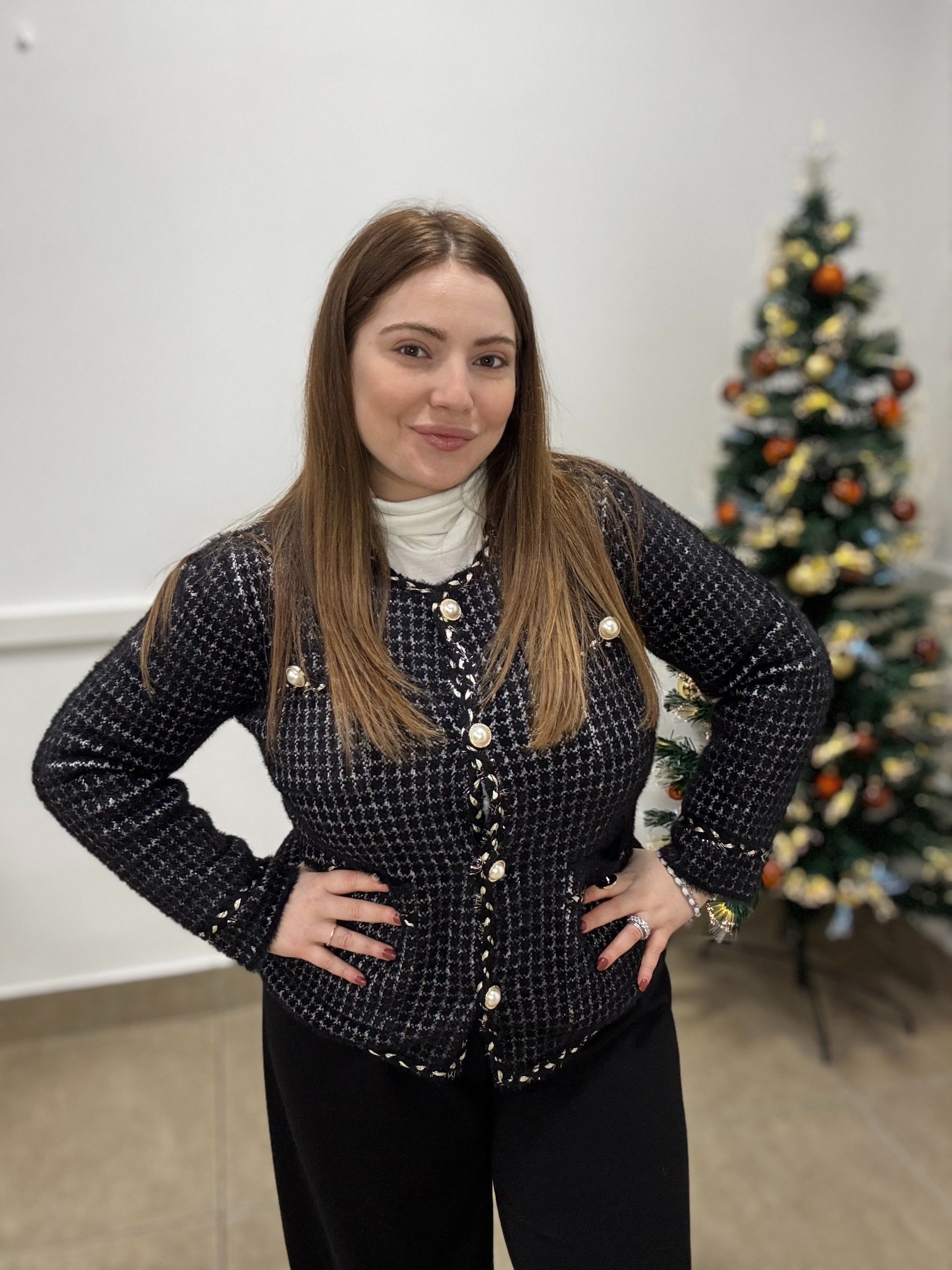 Cardigan peluche decorato