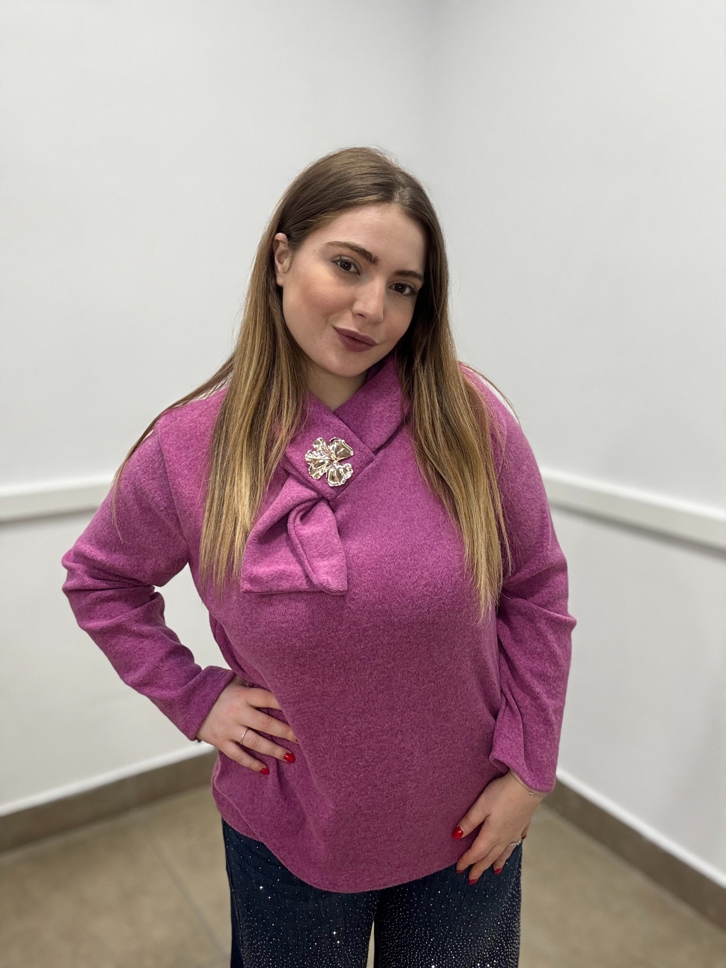 Blusa pile quadrifoglio