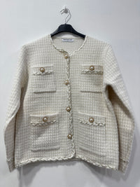 Cardigan peluche decorato