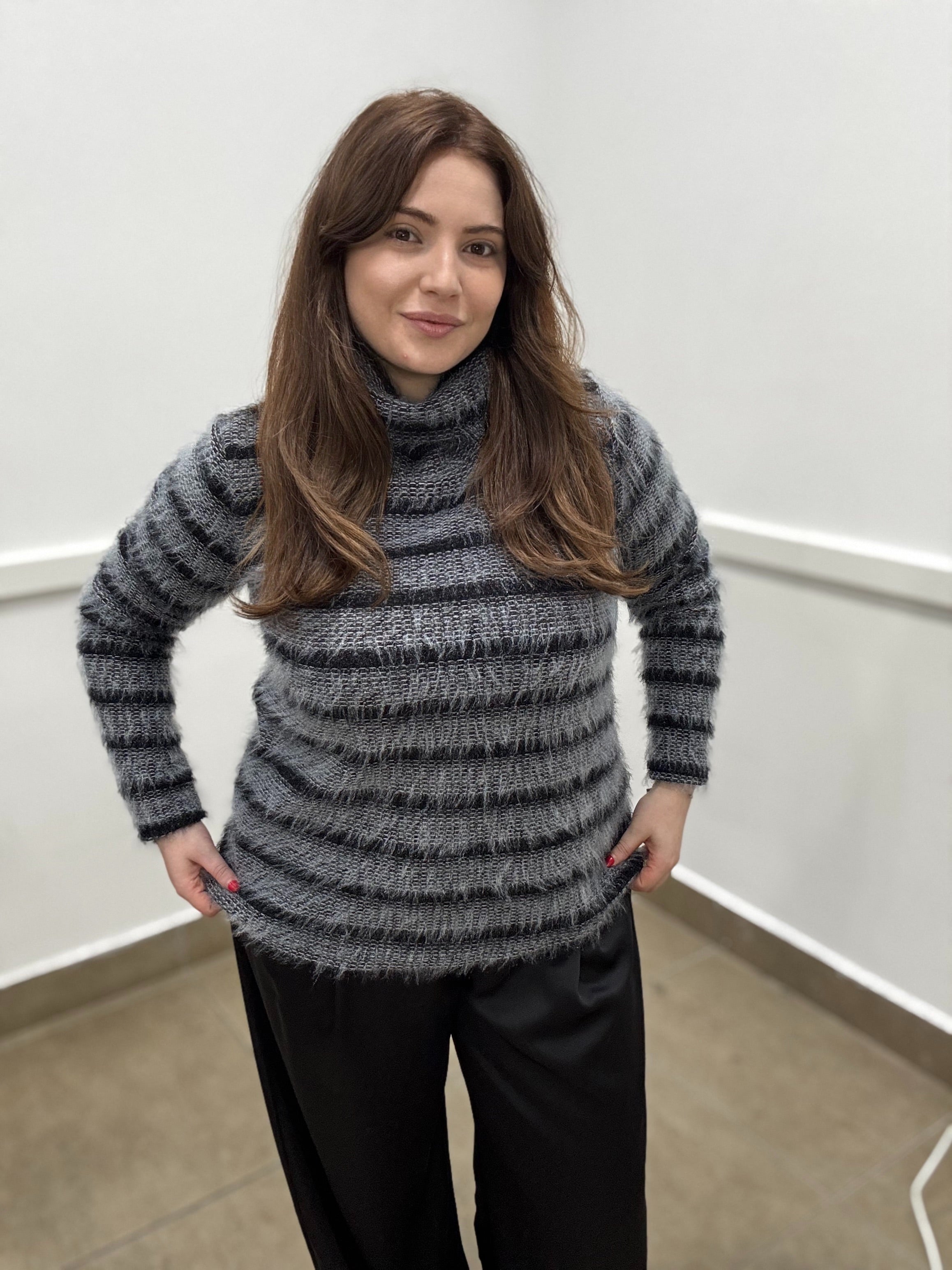Dolcevita peluche righe