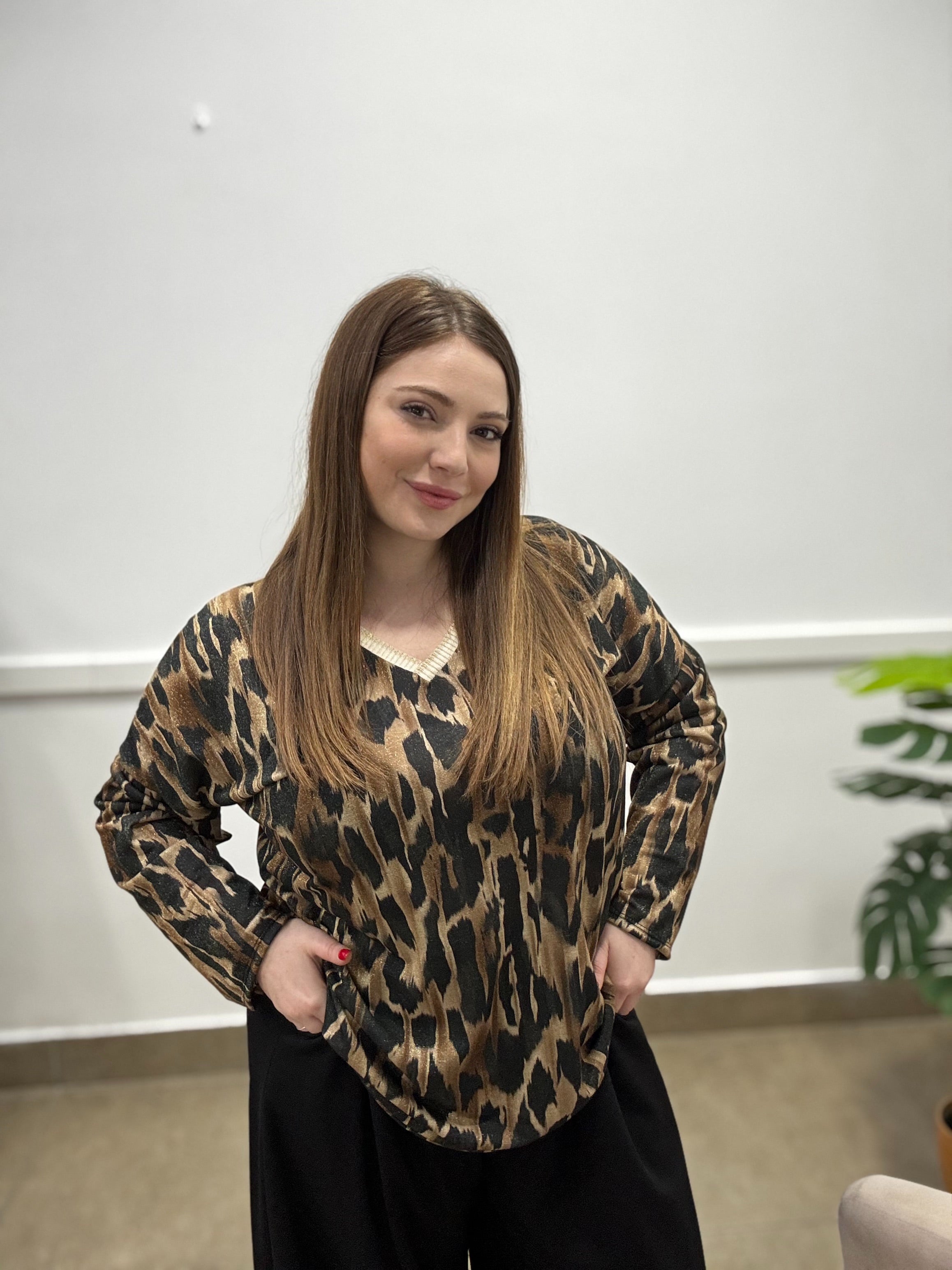 Blusa lurex animalier