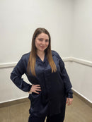 Camicia effetto seta blu taglia unica curvy