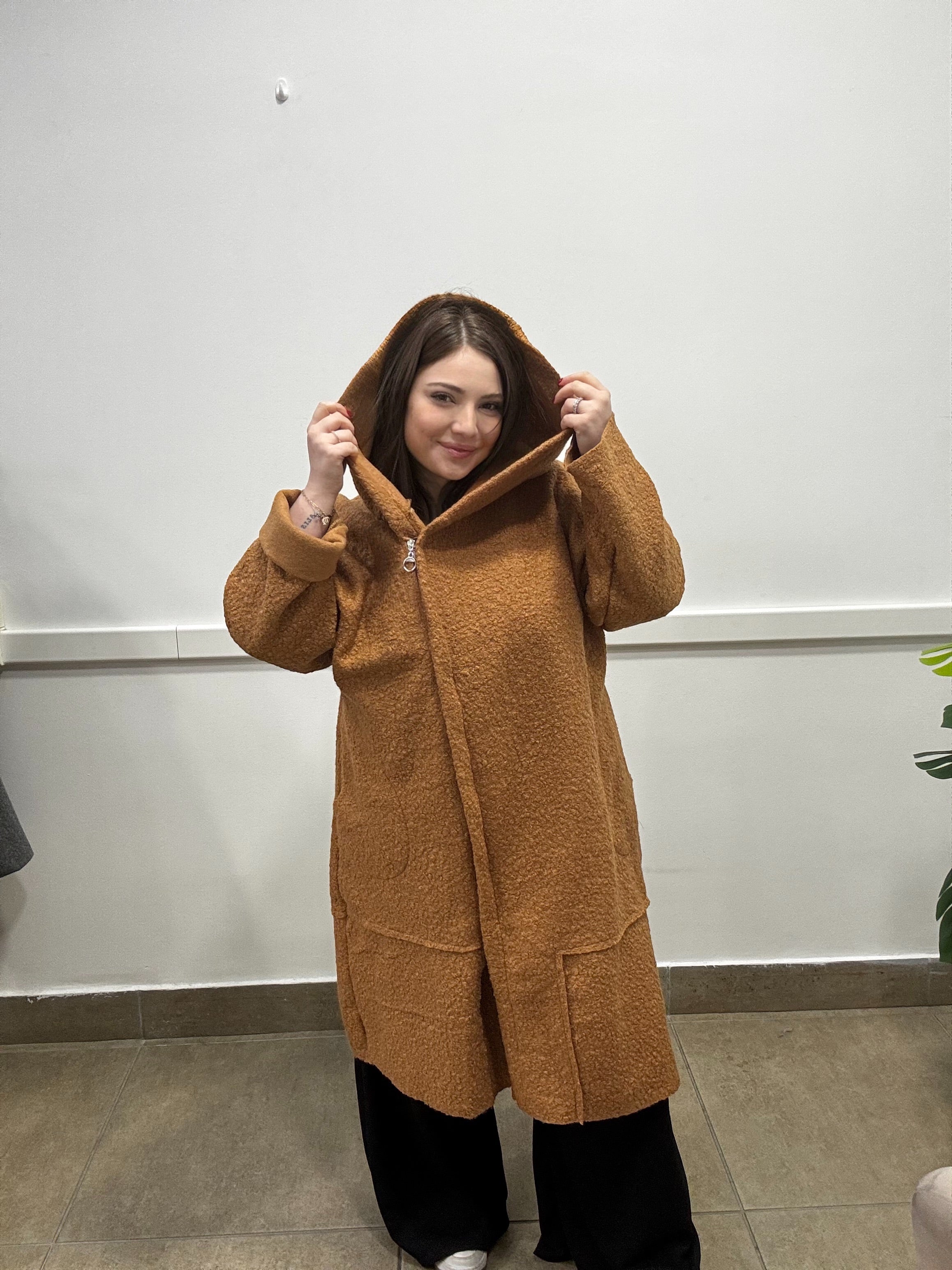 Cappotto bouclè lampo