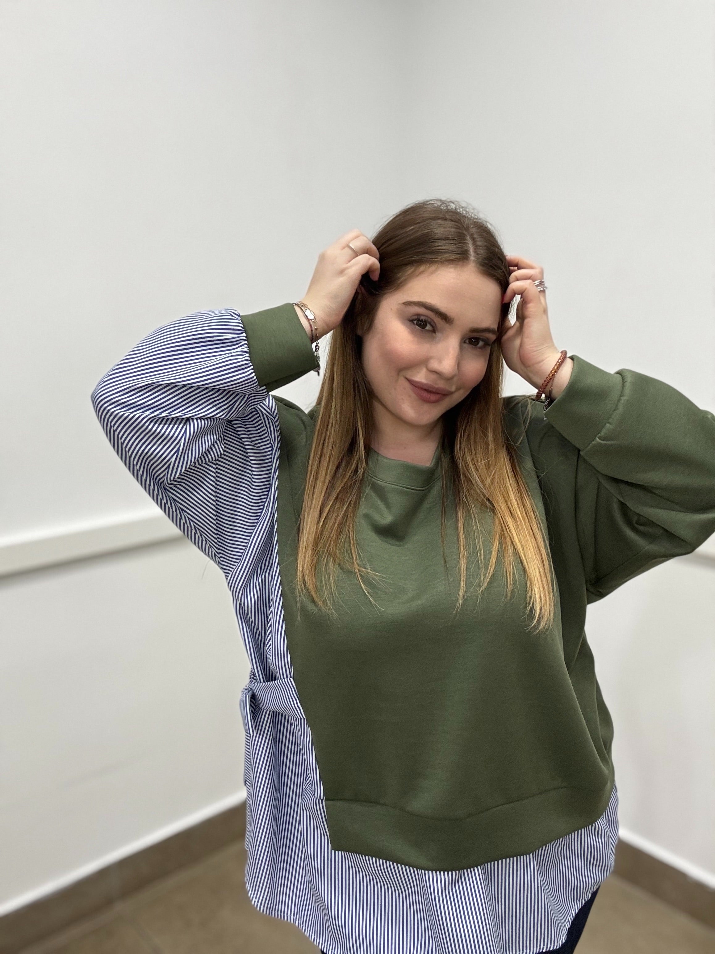 Felpa camicia righe
