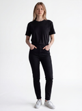 Pantalone Skinny a Vita Alta in Cotone Stretch