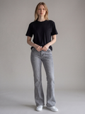 Jeans a Zampa Grigio Lavato con Borchie Laterali