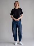Jeans Balloon Lavaggio Scuro con Strass Luminosi