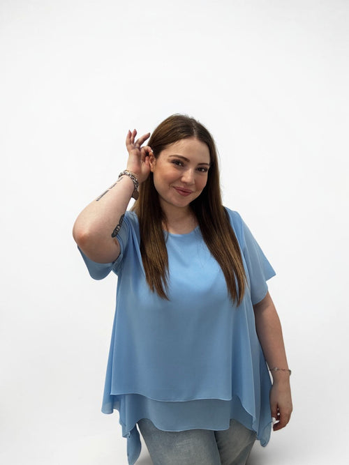 Blusa georgette asimmetrica