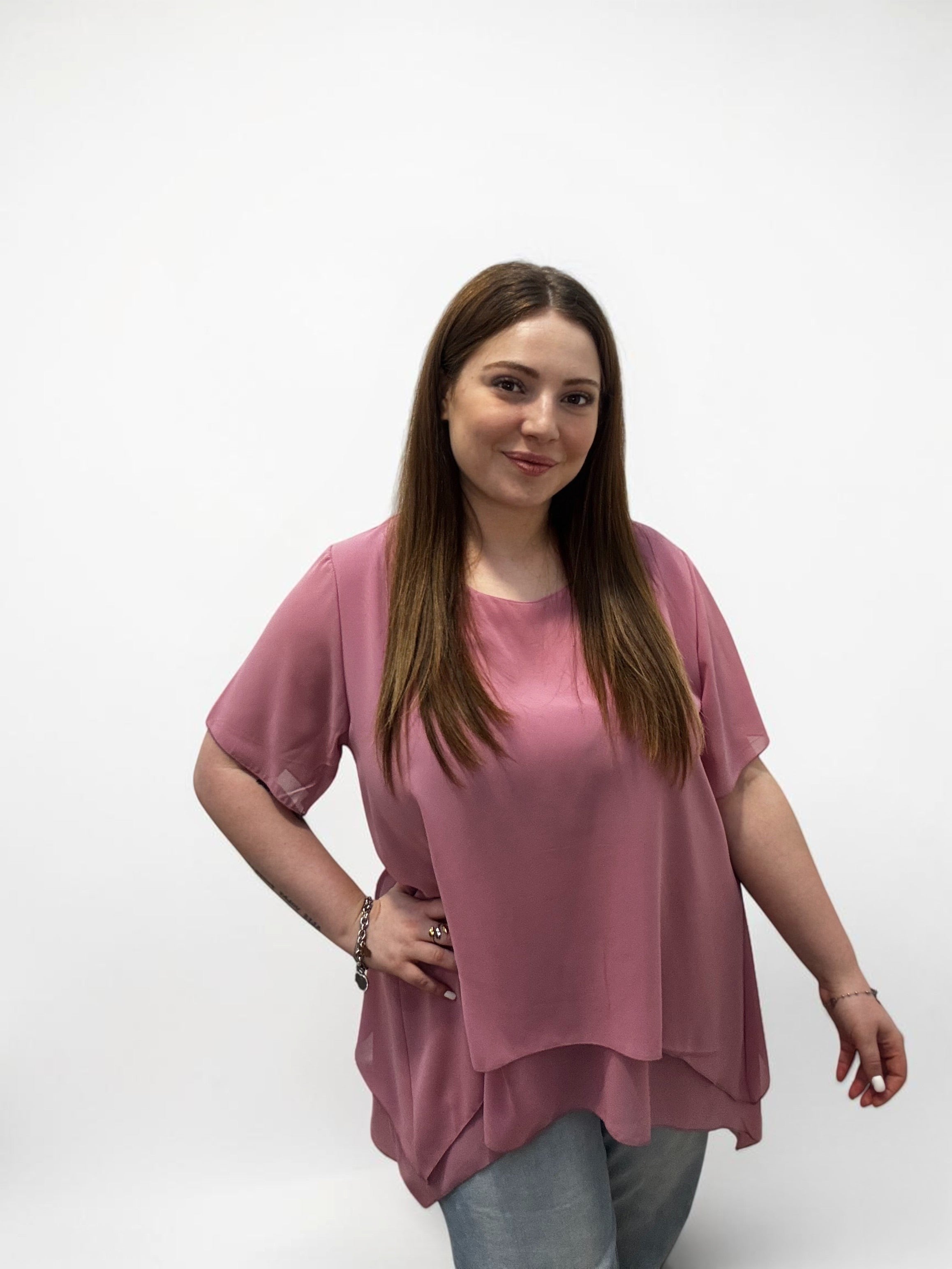 Blusa georgette asimmetrica