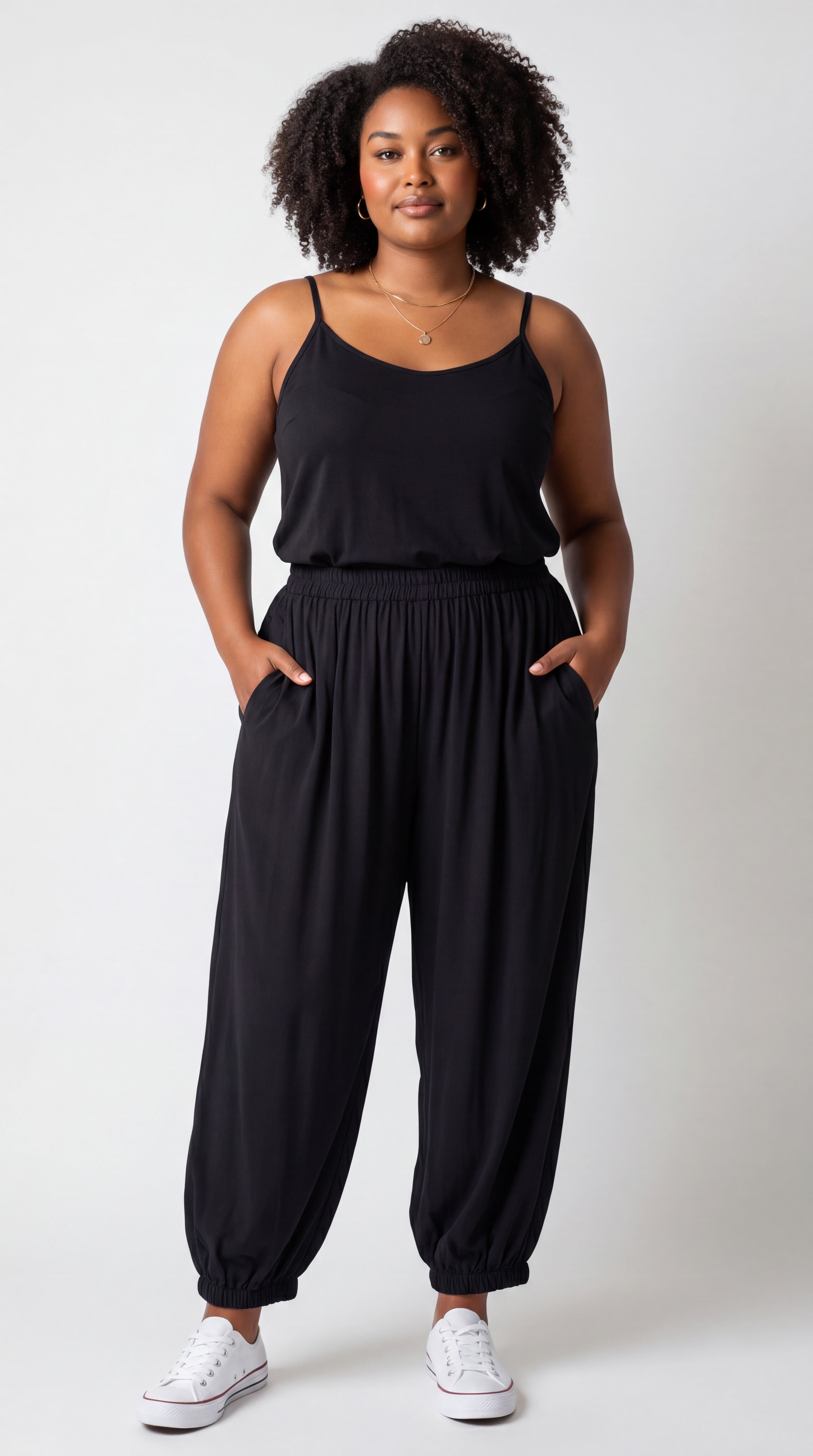 Pantalone Curvy Fluido in Viscosa con Elastico in Vita