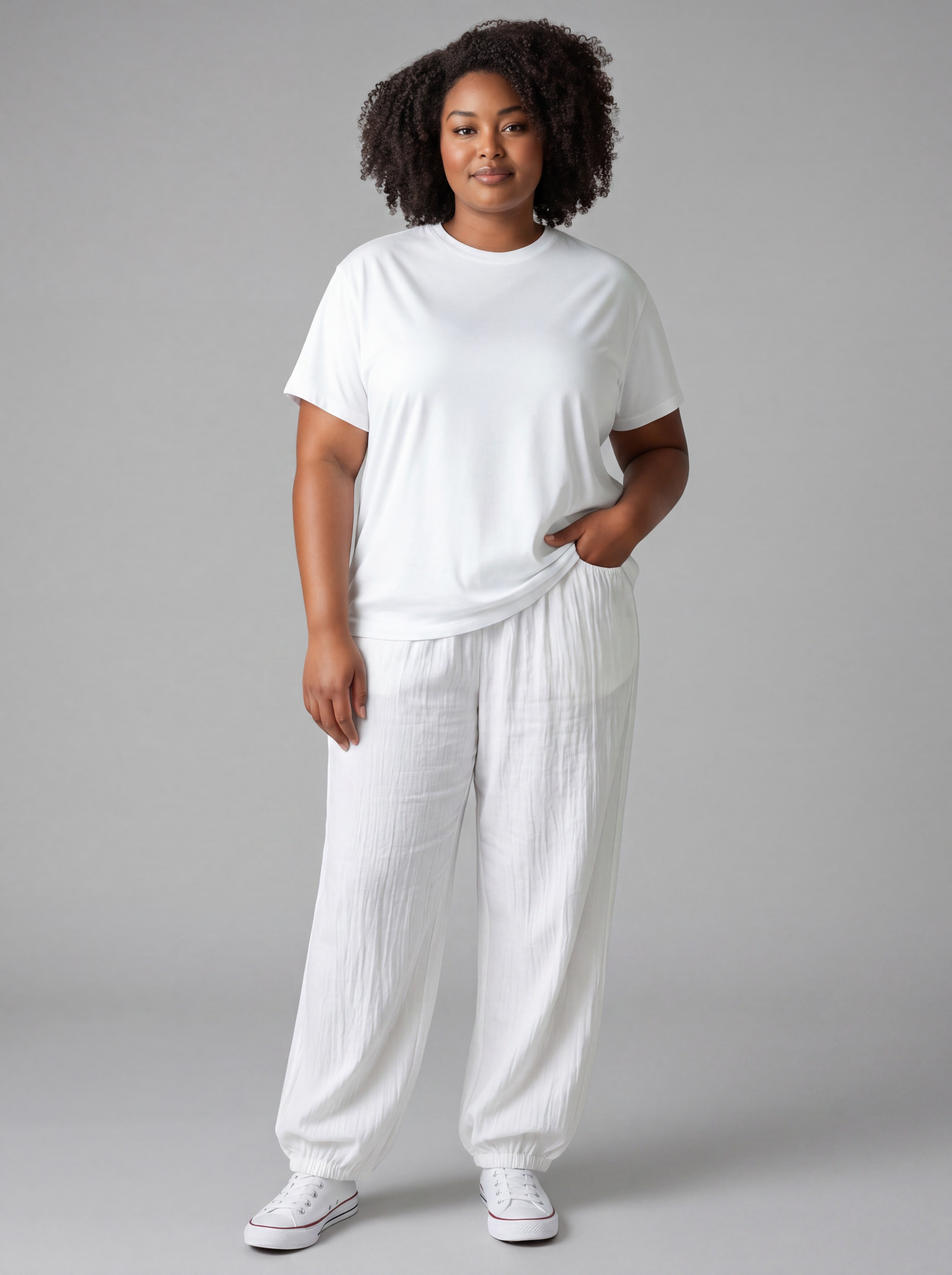 Pantalone Curvy Fluido in Viscosa con Elastico in Vita