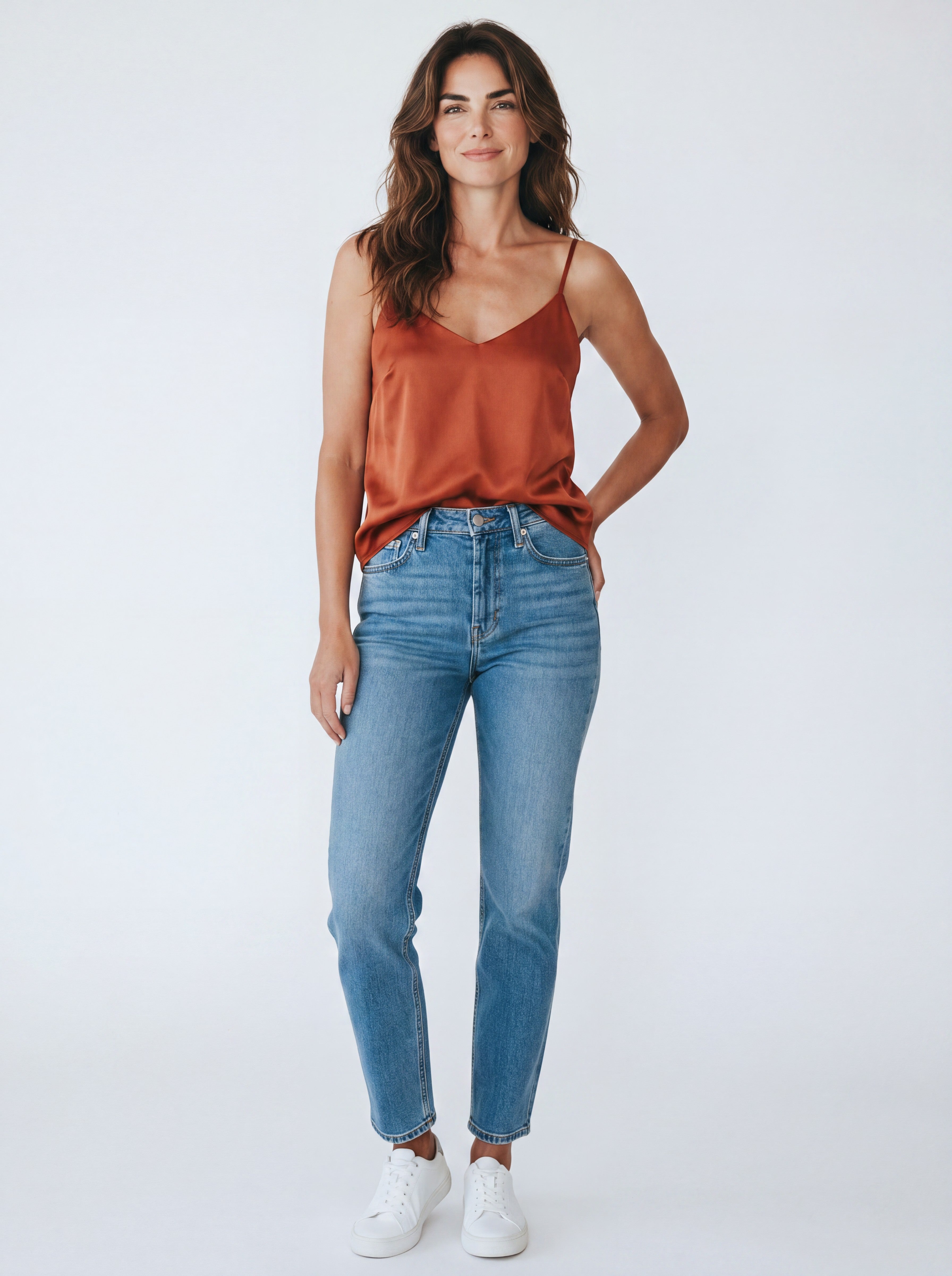 Top Canotta Satin con Spalline Larghe