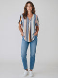 Blusa in Viscosa Elasticizzata Fantasia Righe