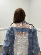 Denim Jacket "Romantic Touch" con Ricami in Tulle