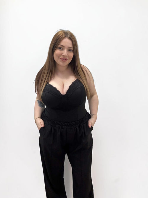 Body Bustier "Night Diamond" modellante – Coppe Strutturate e Bordi in Pizzo