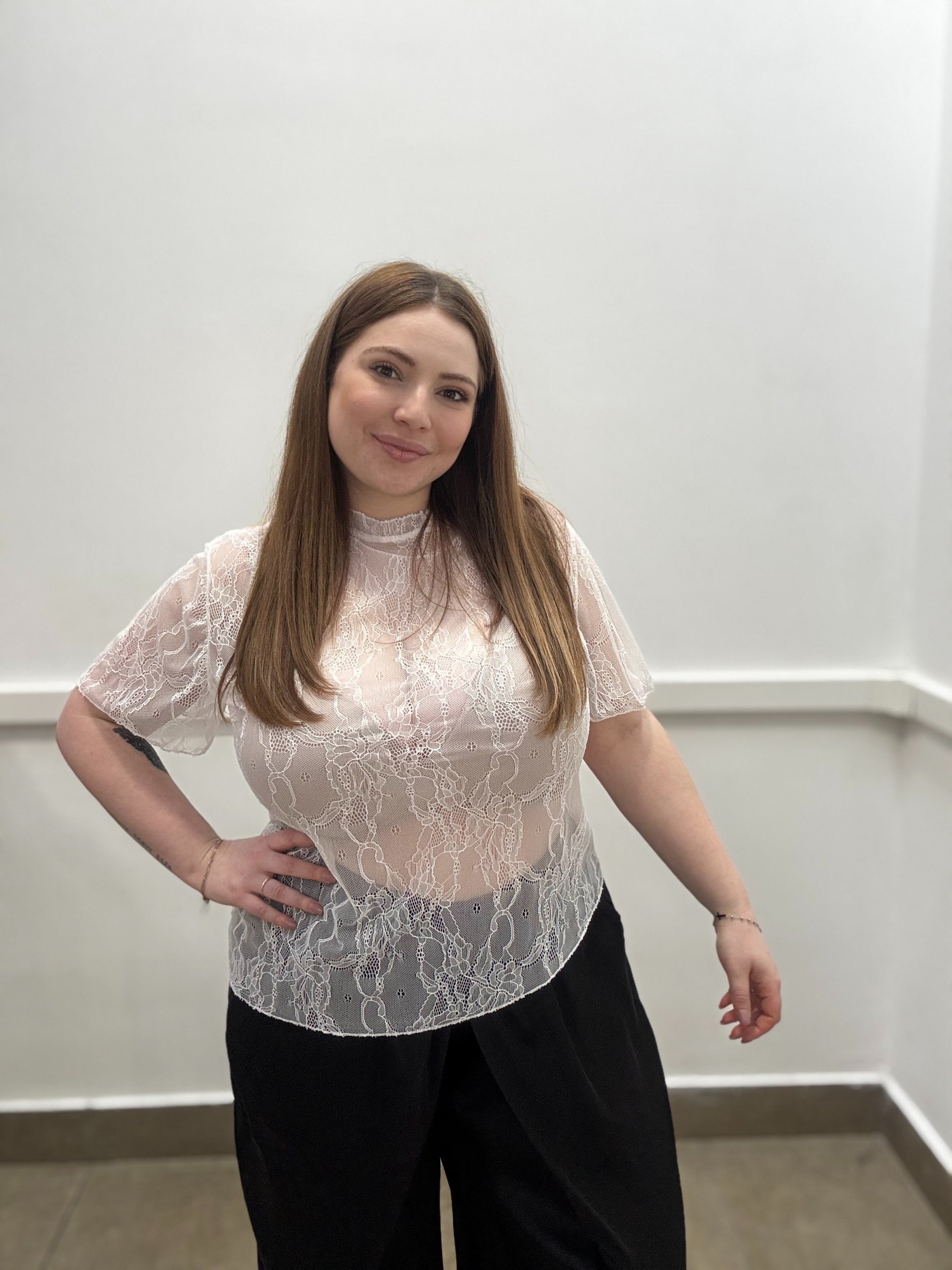 T-shirt in Pizzo Floreale Ethereal