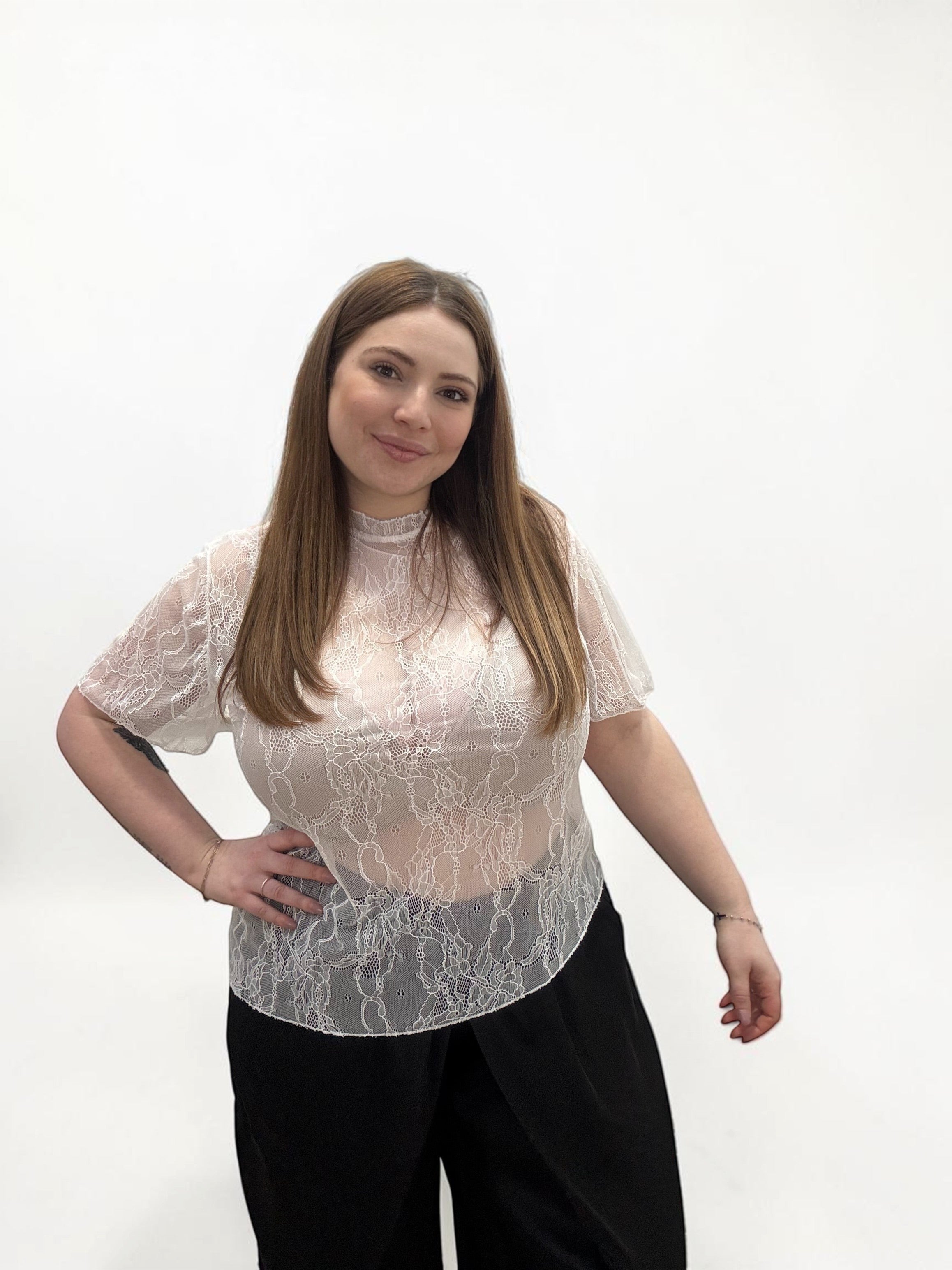 T-shirt in Pizzo Floreale Ethereal