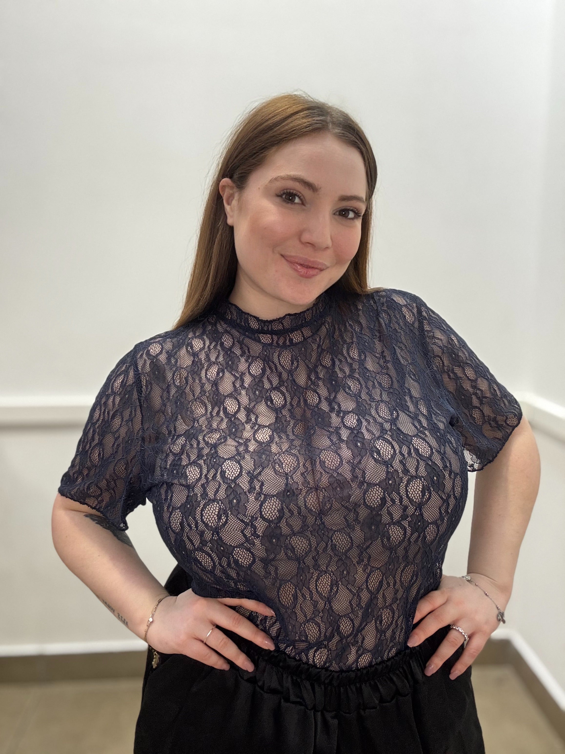 T-shirt in Pizzo Floreale Ethereal