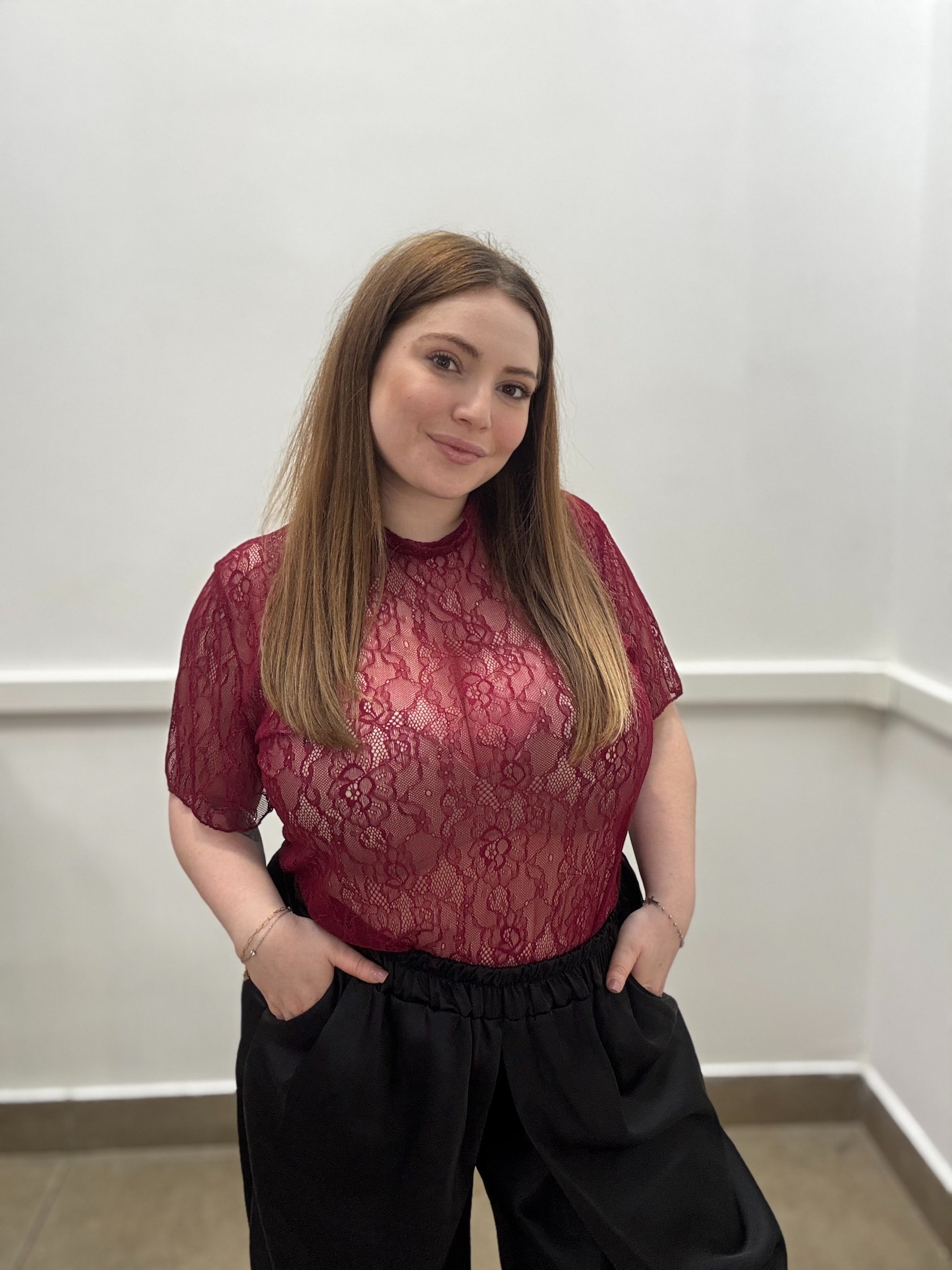 T-shirt in Pizzo Floreale Ethereal