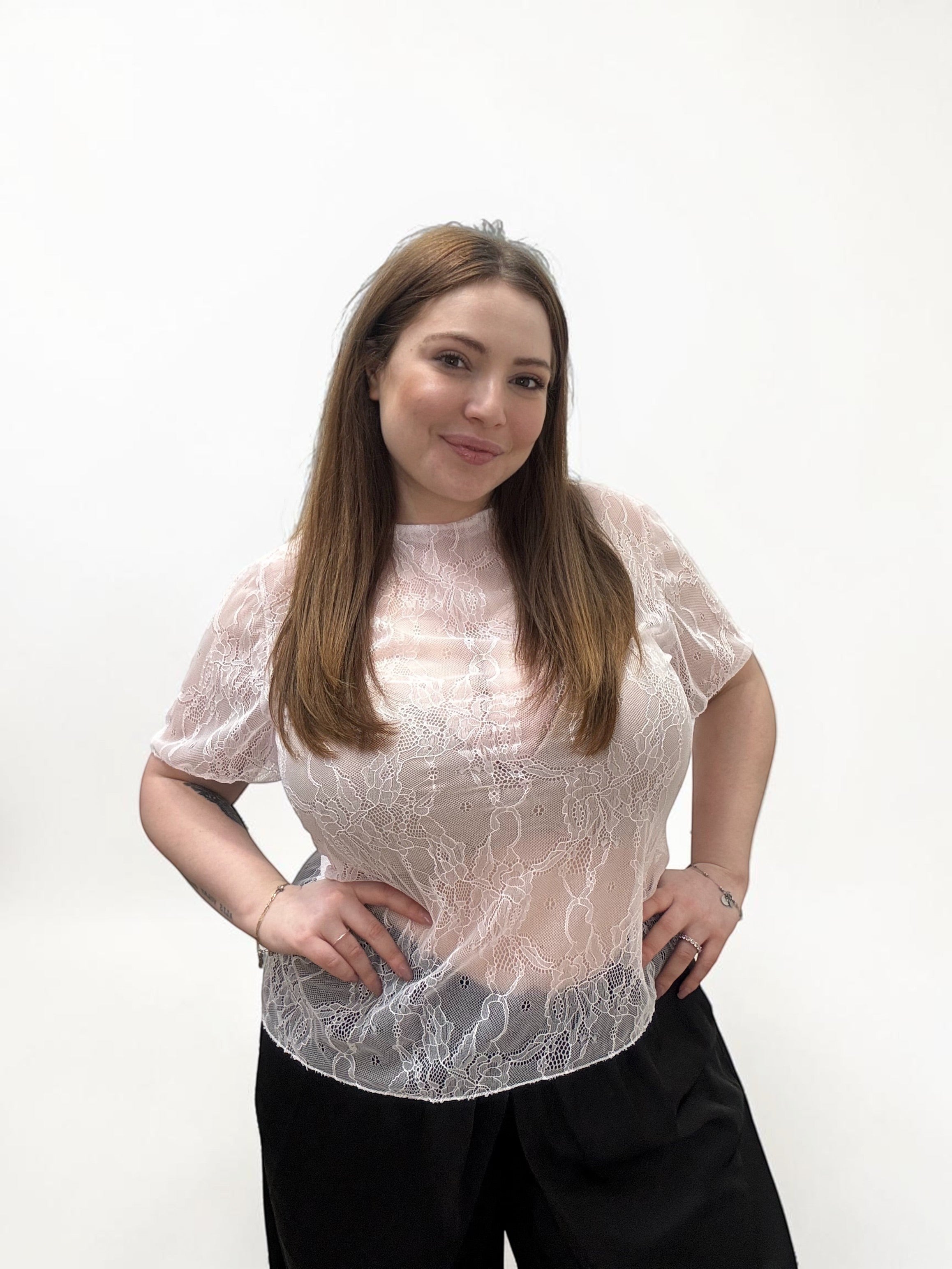T-shirt in Pizzo Floreale Ethereal