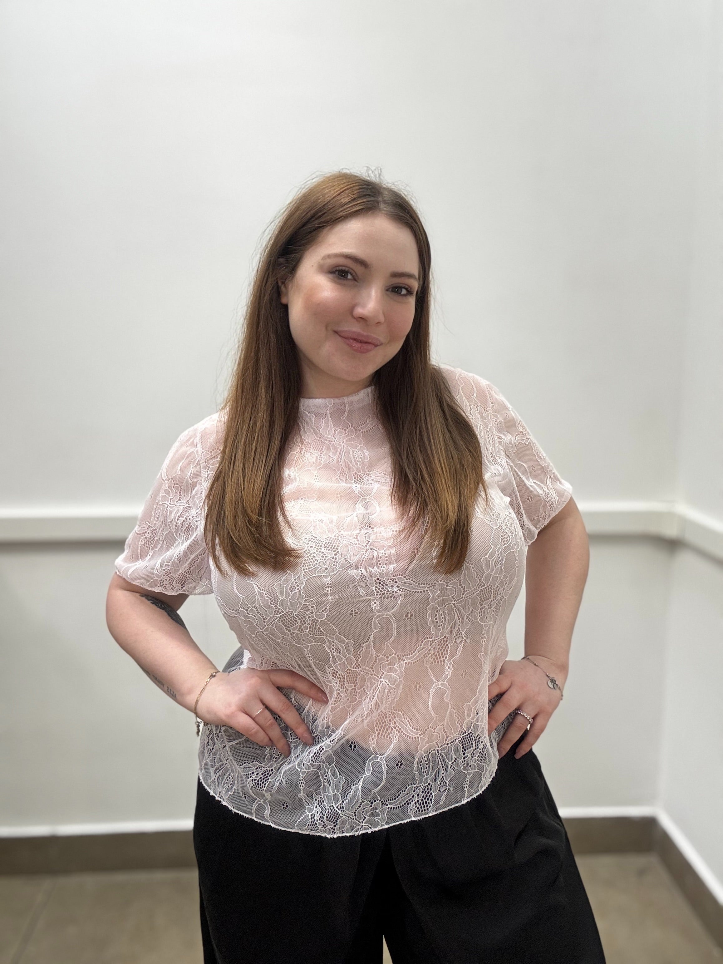 T-shirt in Pizzo Floreale Ethereal