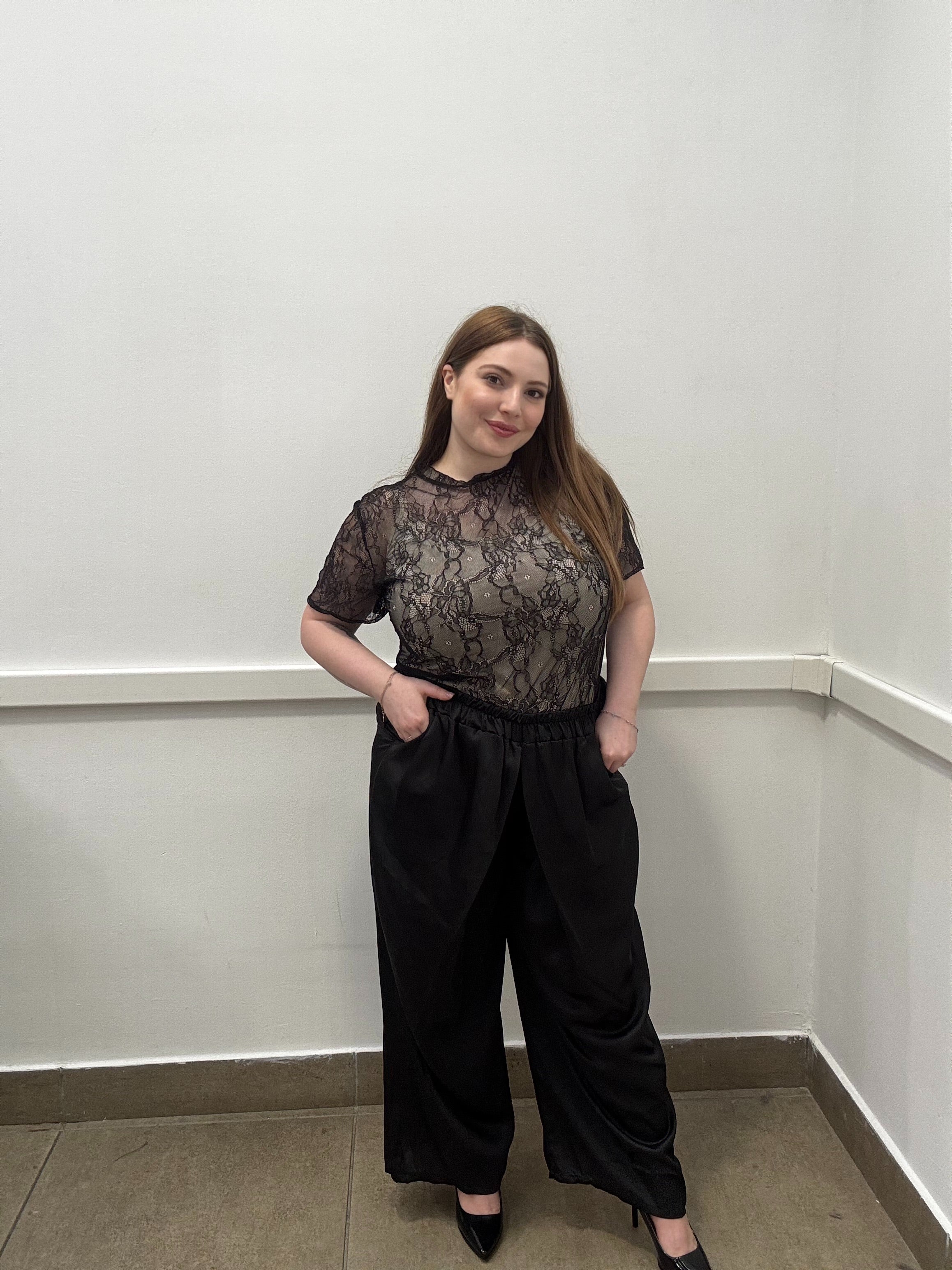 Pantalone Palazzo a Portafoglio in Satin – Effetto Raso