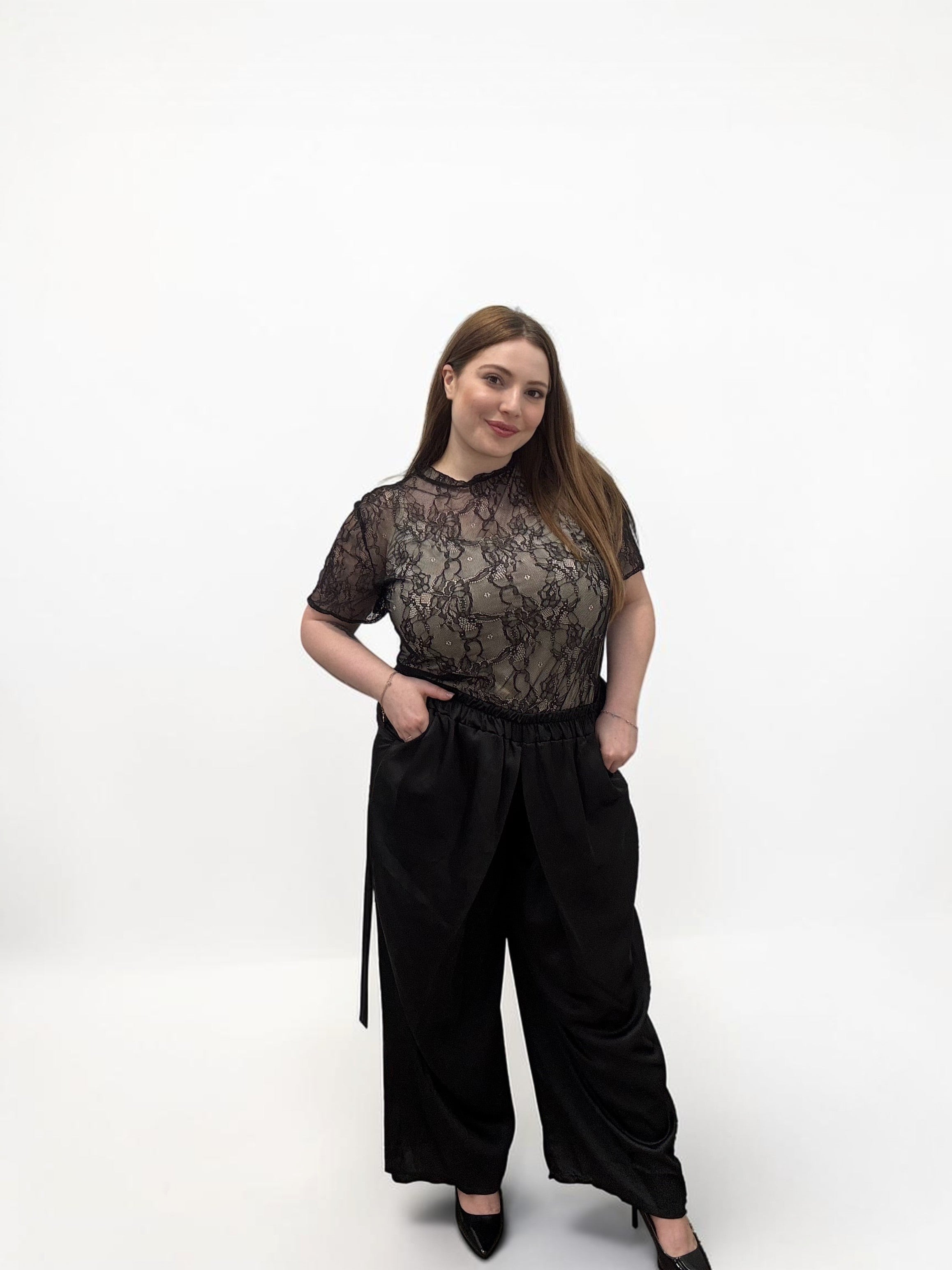 Pantalone Palazzo a Portafoglio in Satin – Effetto Raso