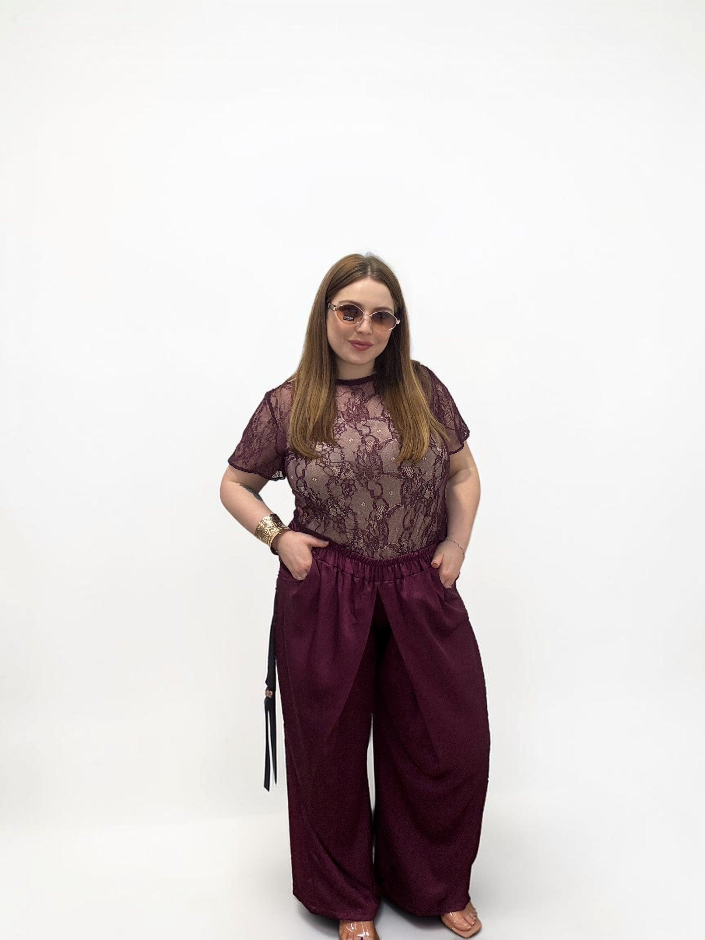 Pantalone Palazzo a Portafoglio in Satin – Effetto Raso