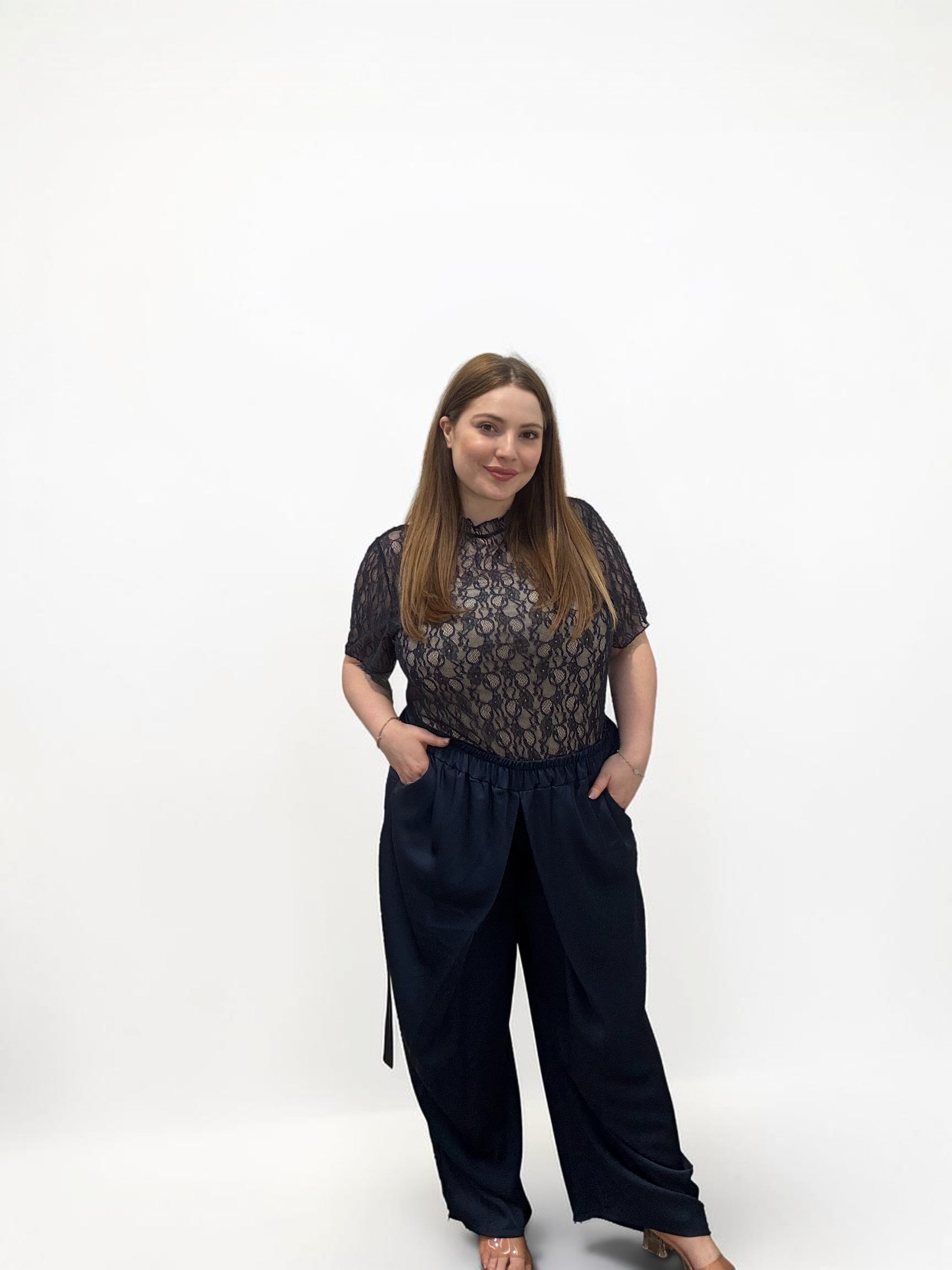 Pantalone Palazzo a Portafoglio in Satin – Effetto Raso