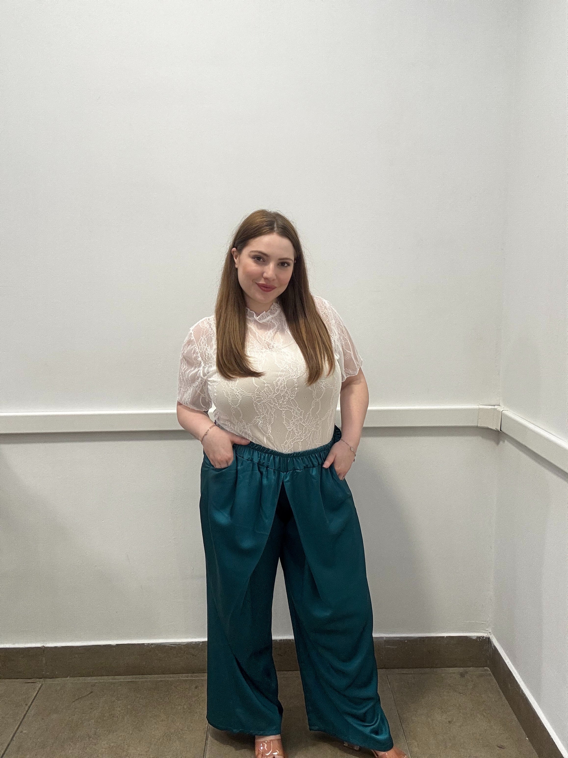 Pantalone Palazzo a Portafoglio in Satin – Effetto Raso